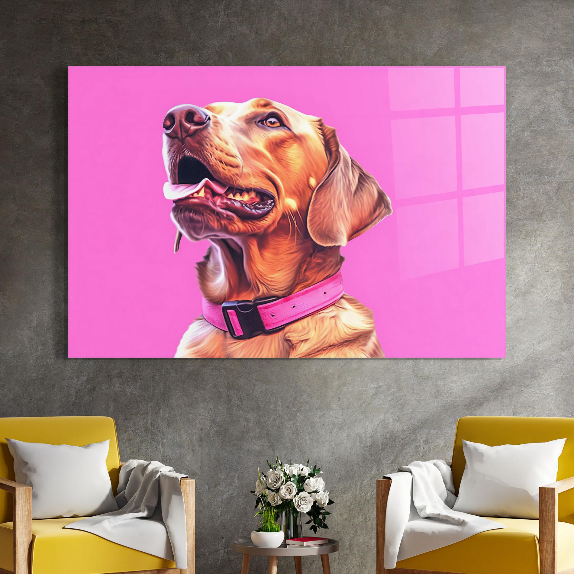 Стъклена картина Cute Retriever Dog mockup 4