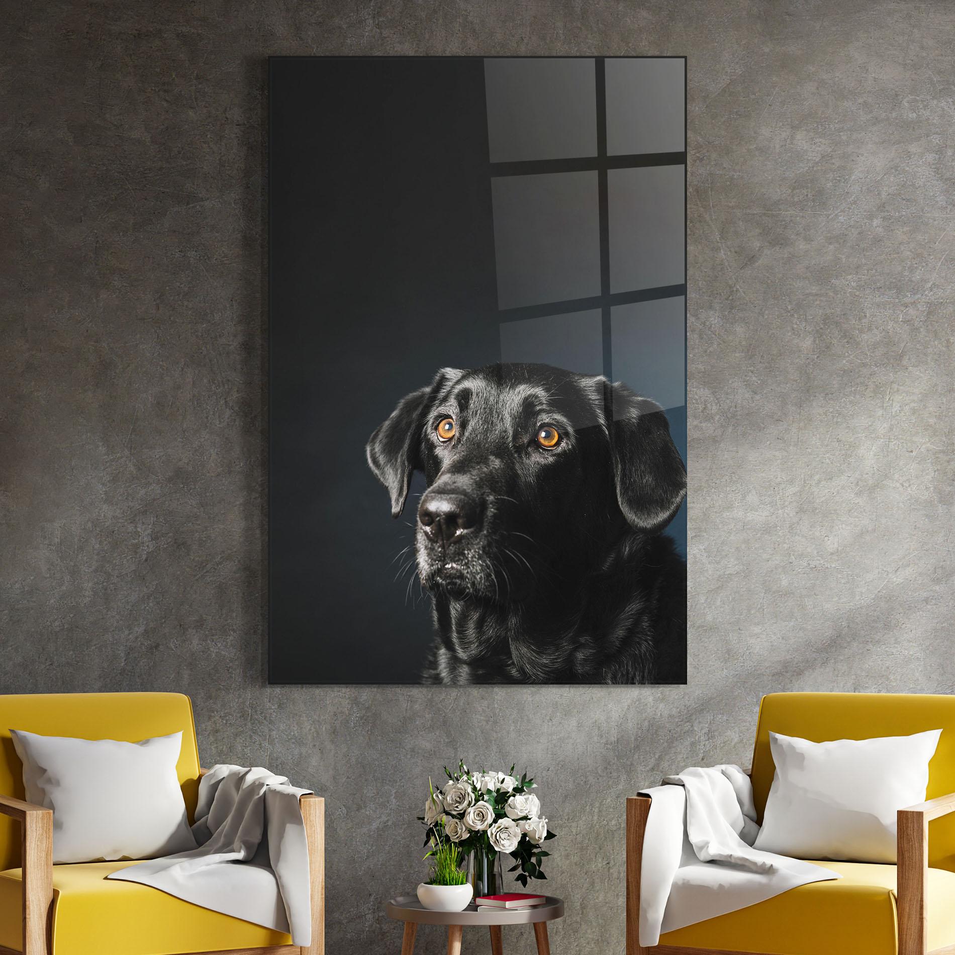 Стъклена картина Brown Eyes Dog mockup 4