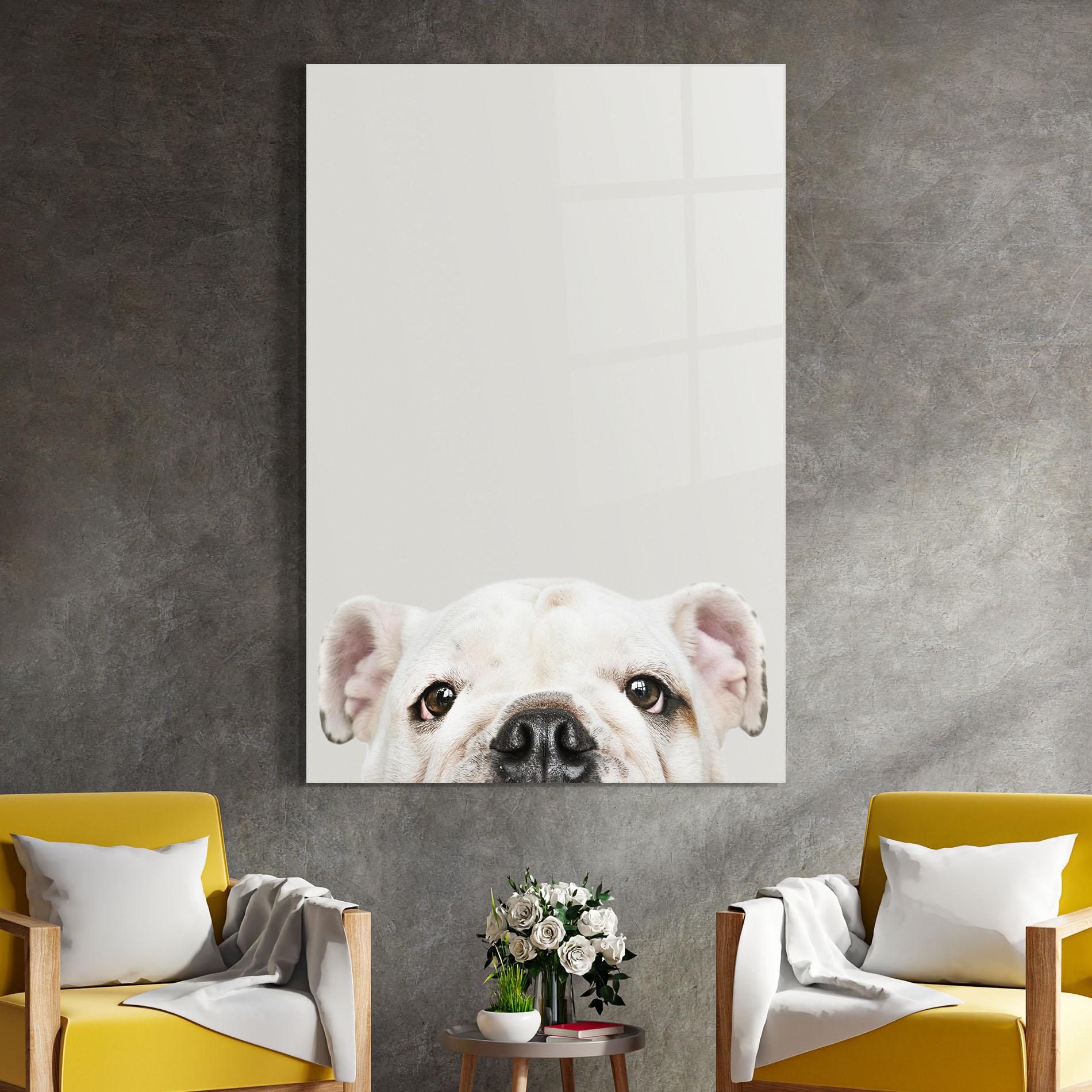 Стъклена картина Bulldog Eyes mockup 4