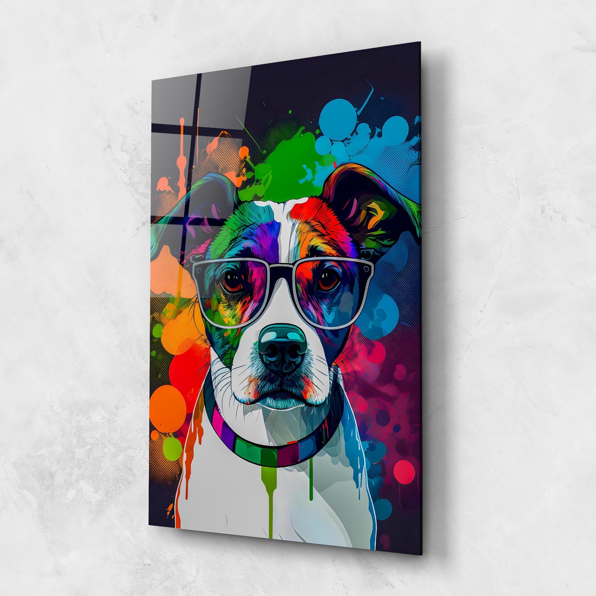 Стъклена картина Colorful Dog mockup 1