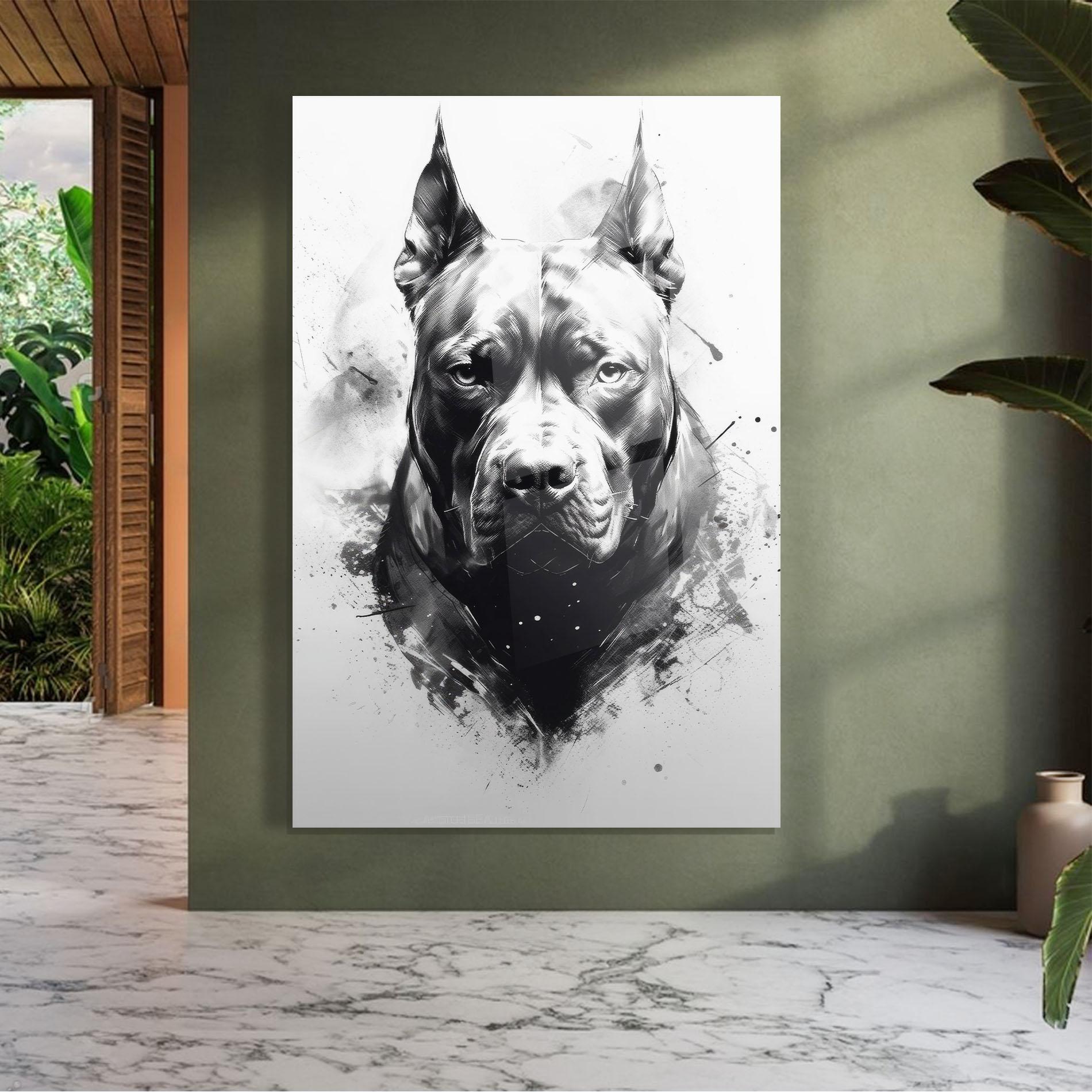Стъклена картина Angry Dog Face mockup 7