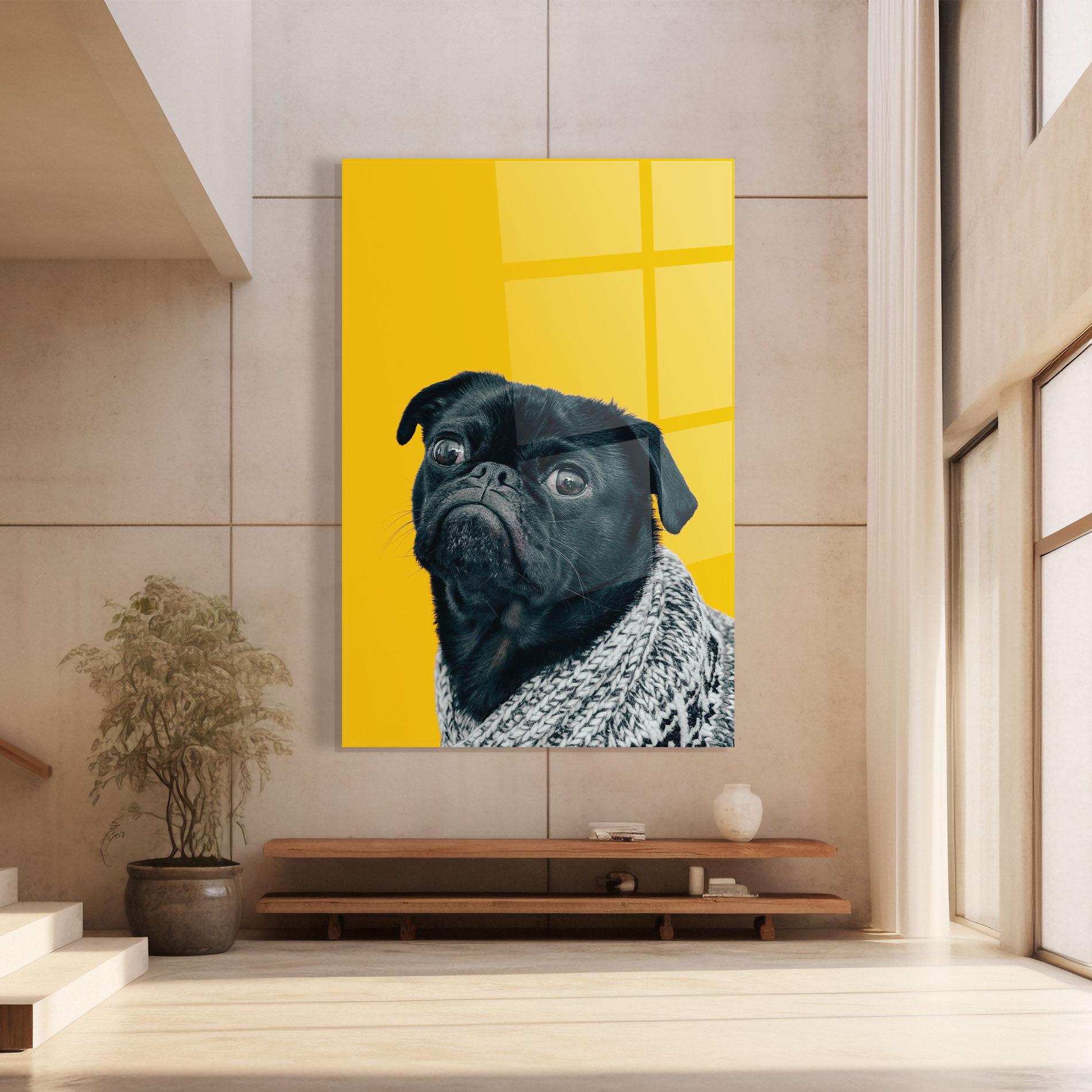 Стъклена картина Black Pug mockup 8