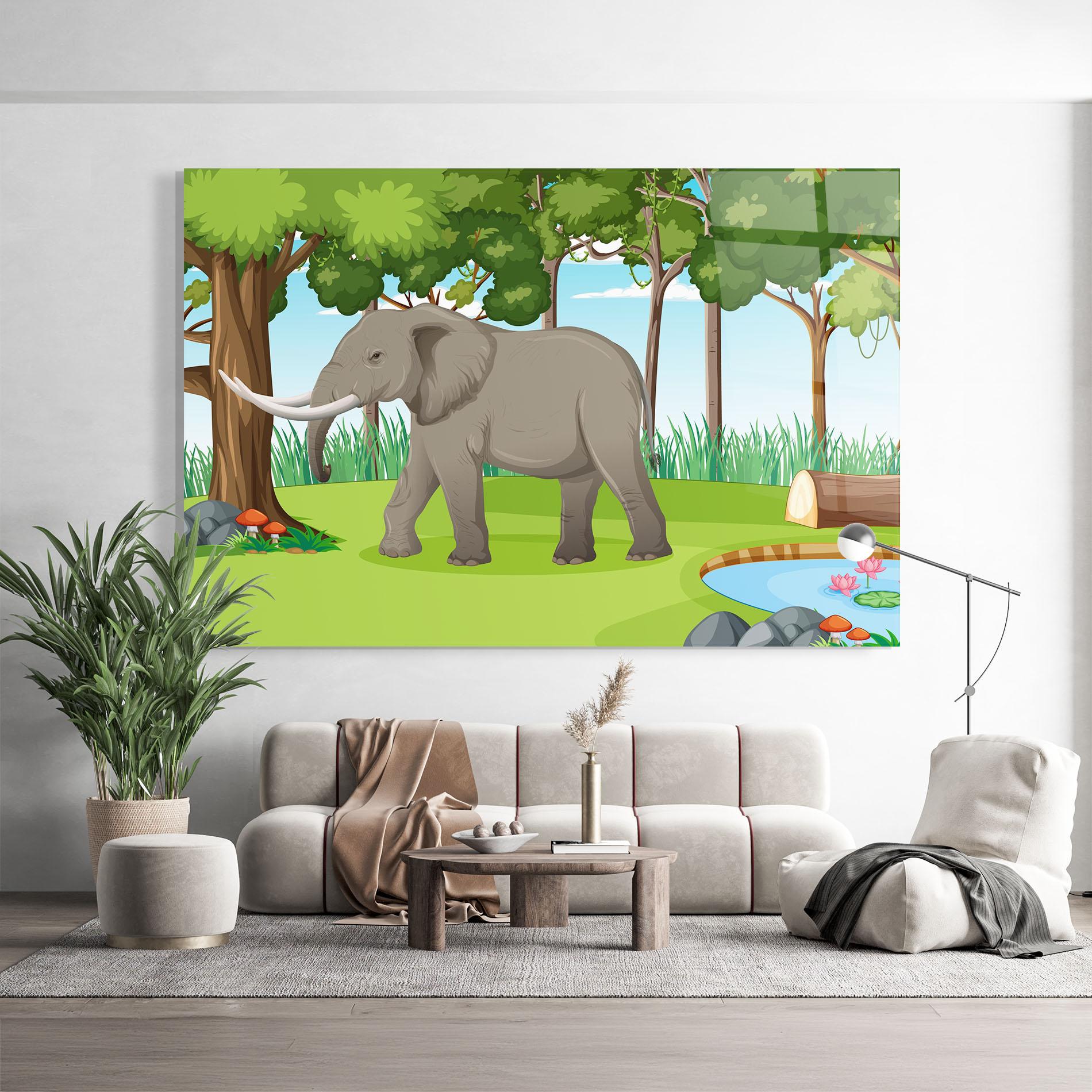 Стъклена картина Animated Elephant mockup 9