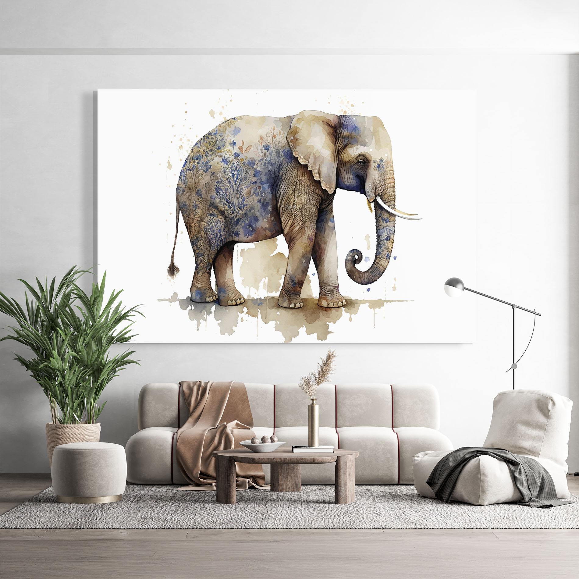 Стъклена картина Blue Grey Elephant mockup 9