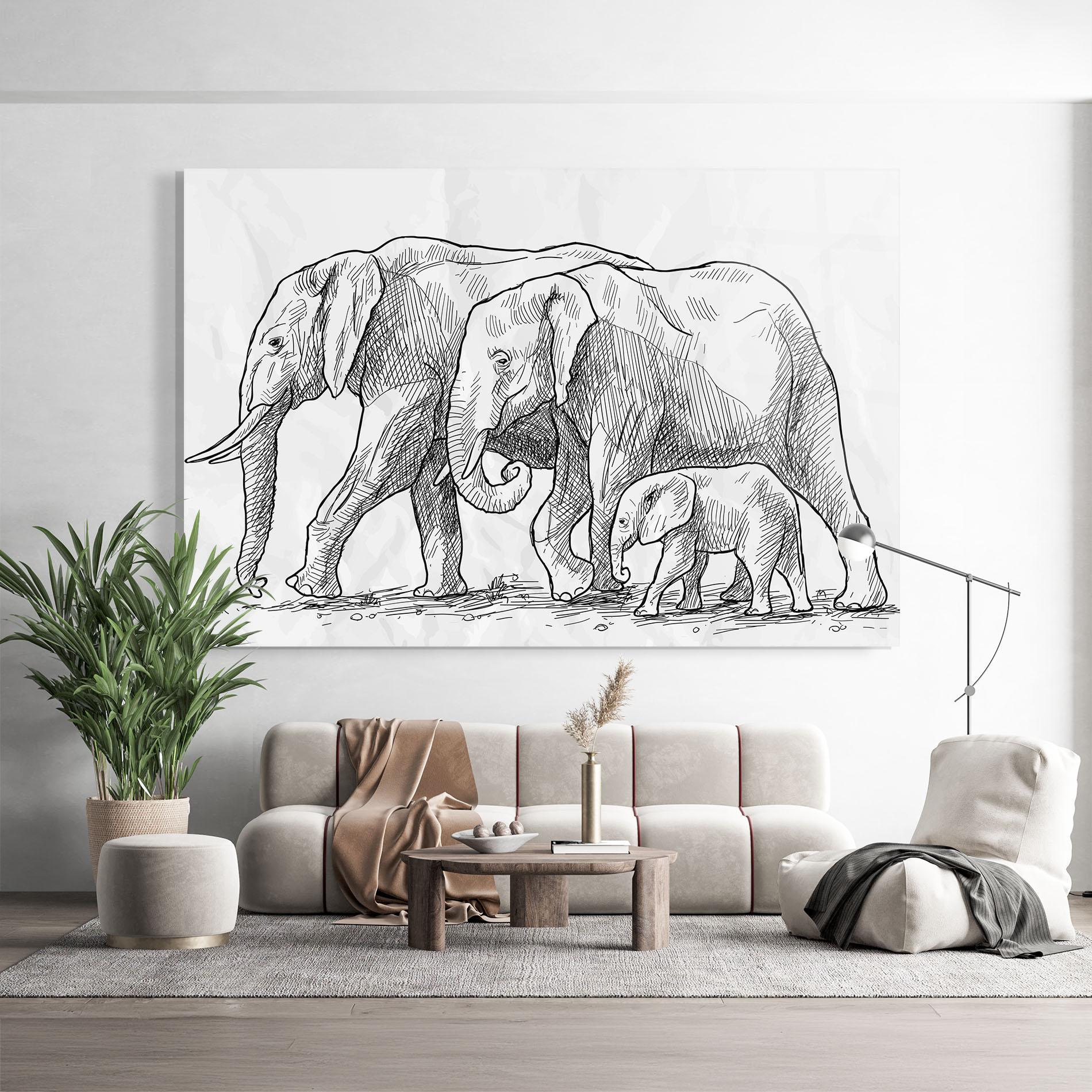 Стъклена картина Elephant Family mockup 9