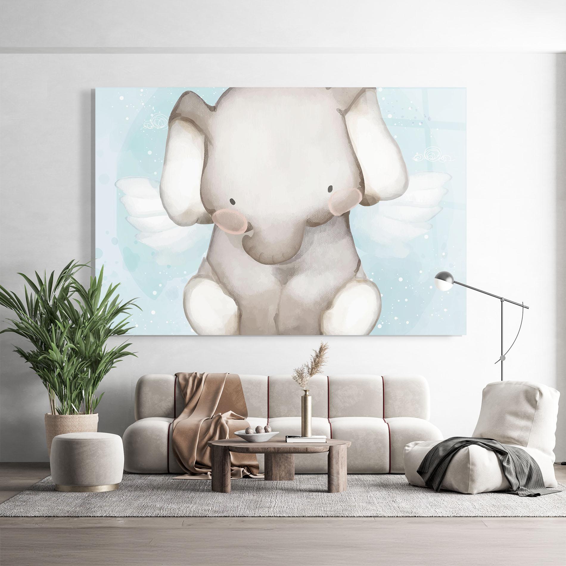 Стъклена картина Elephant On Blue mockup 9