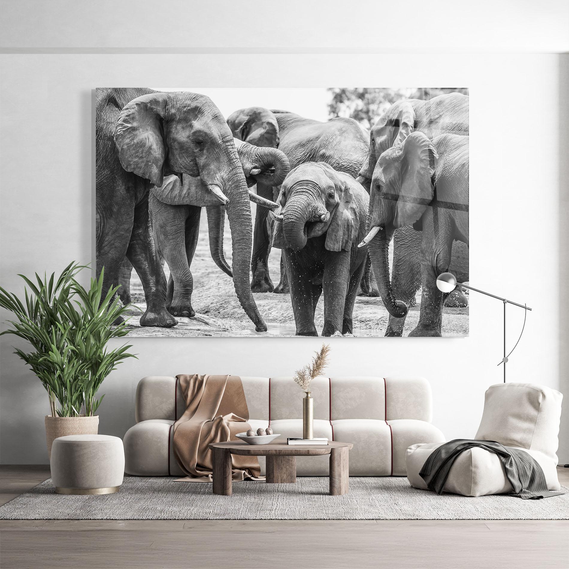 Стъклена картина Elephant Playing mockup 9