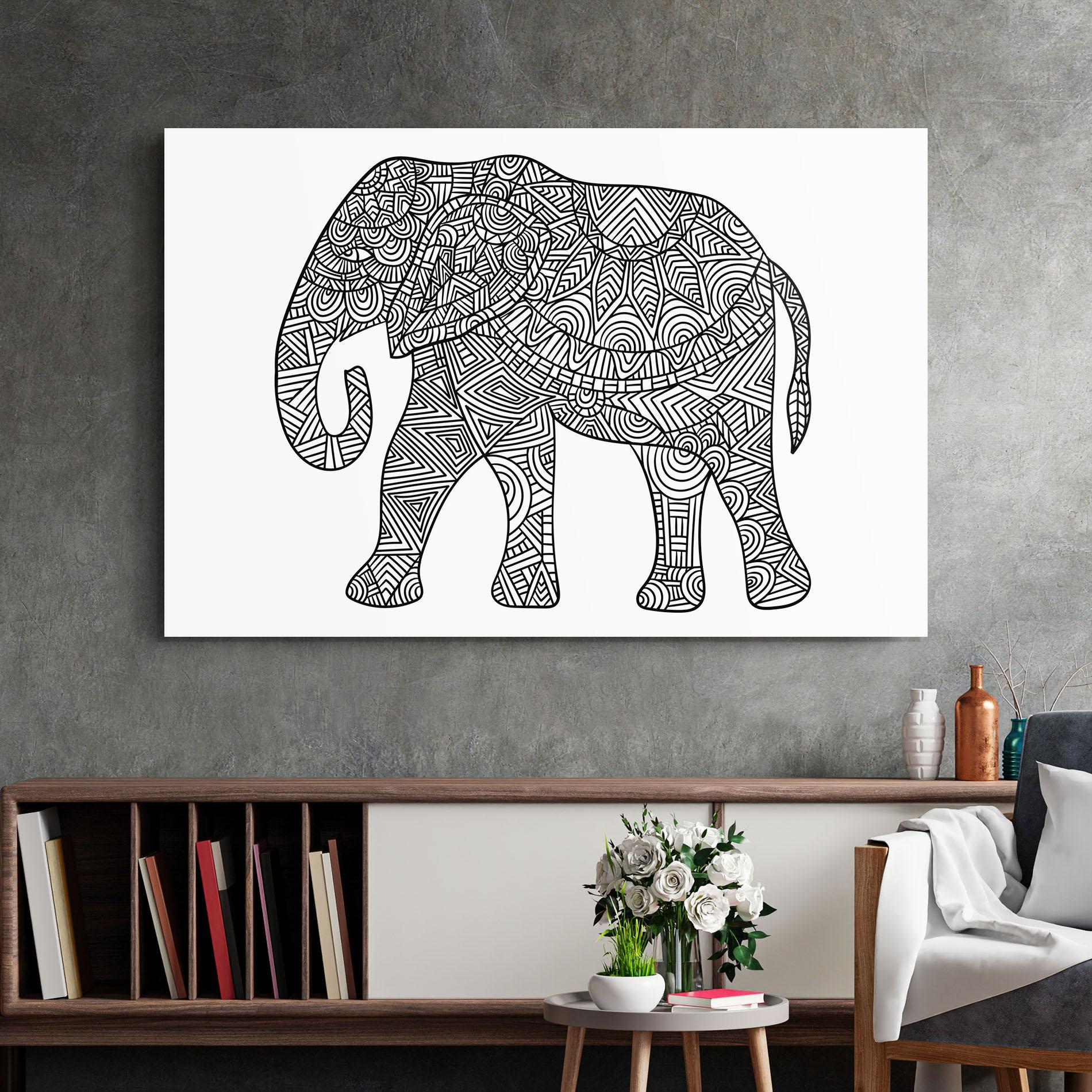 Стъклена картина Elephant Mandala mockup 2
