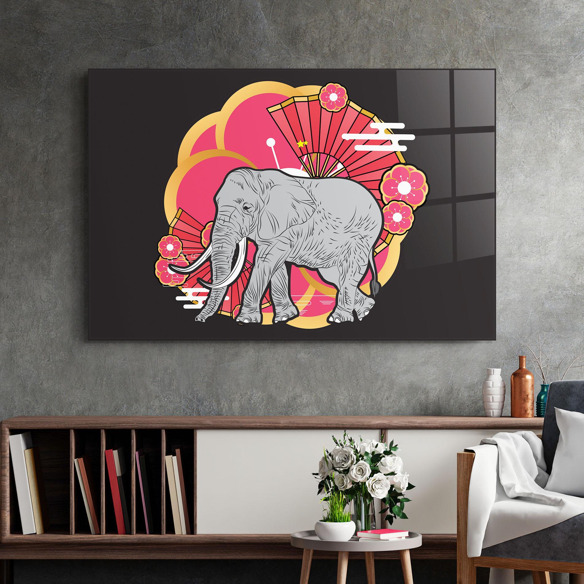 Стъклена картина Elephant On Pink mockup 2