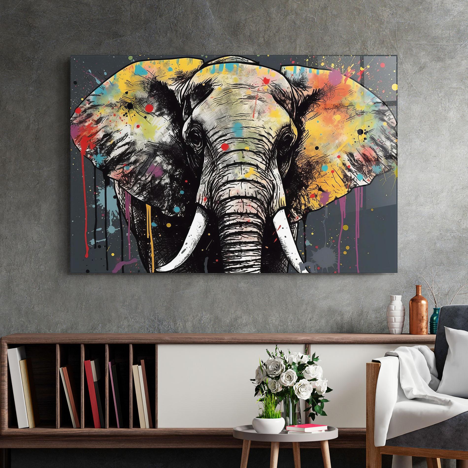 Стъклена картина Elephant Portrait Art mockup 2