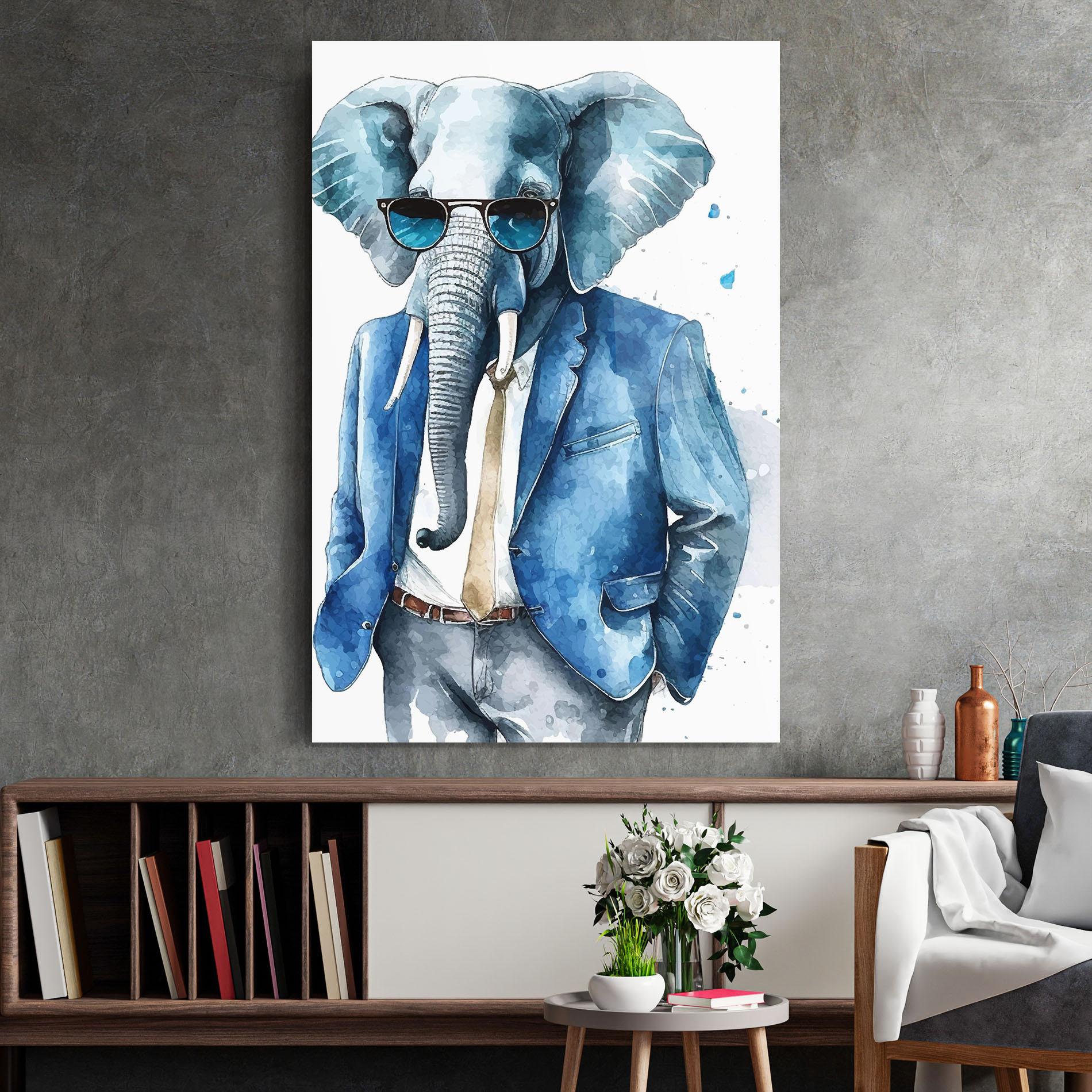 Стъклена картина Bussiness Elephant mockup 2