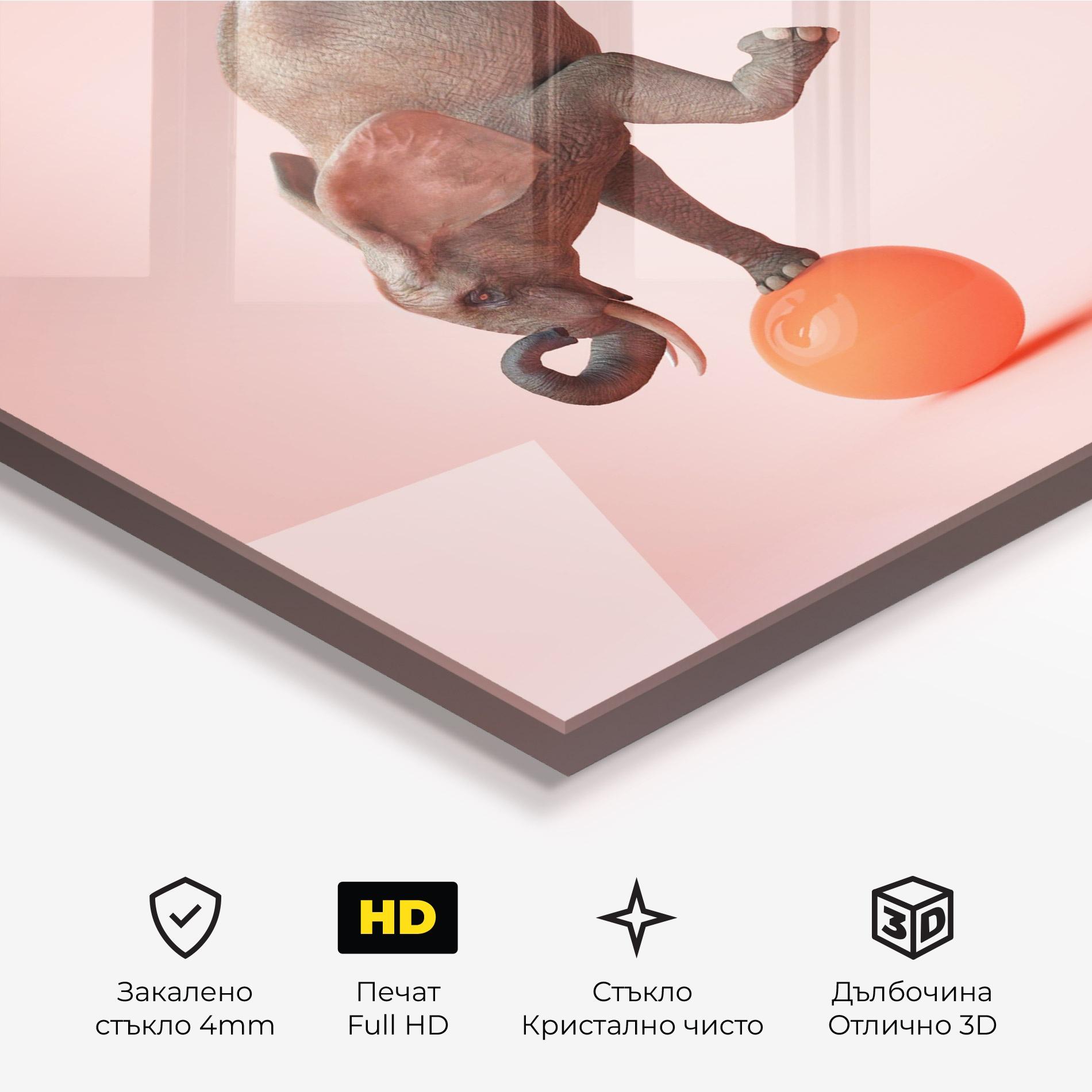 Стъклена картина Ball Elephant mockup 3