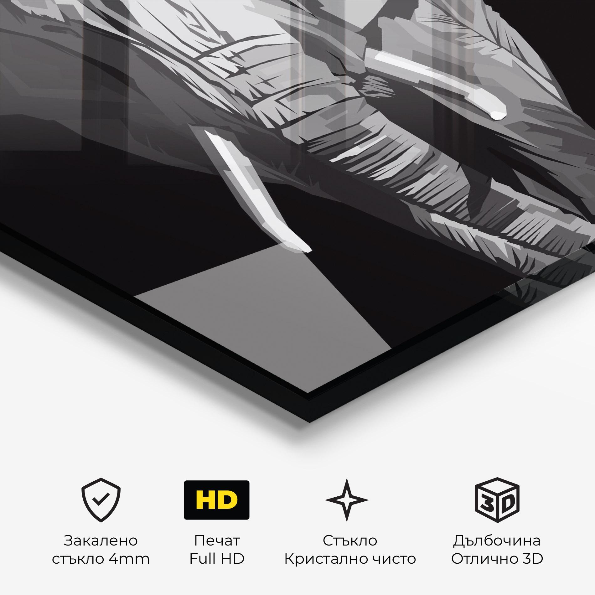 Стъклена картина Beautiful Grey Elephant mockup 3