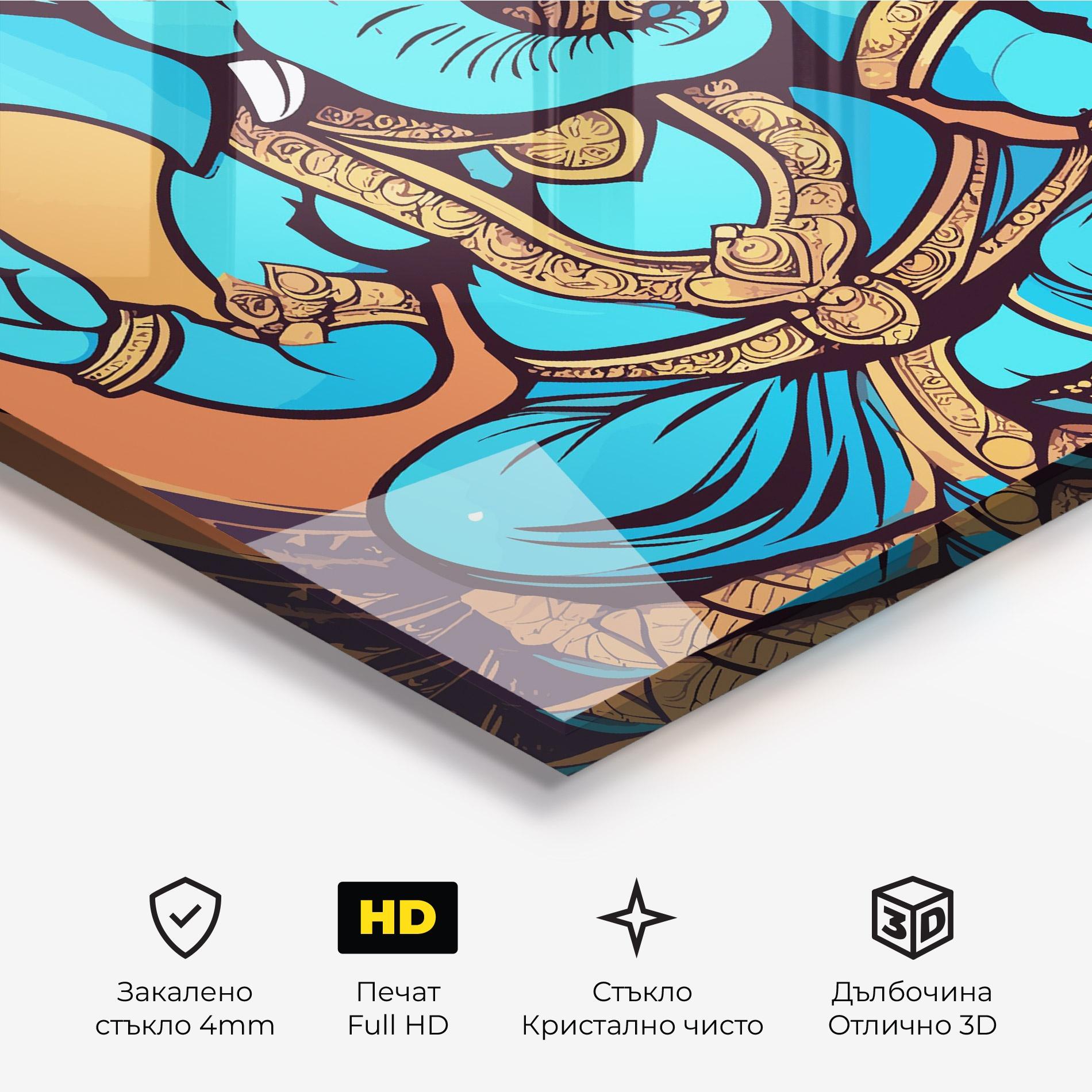 Стъклена картина Blue Elephant mockup 3