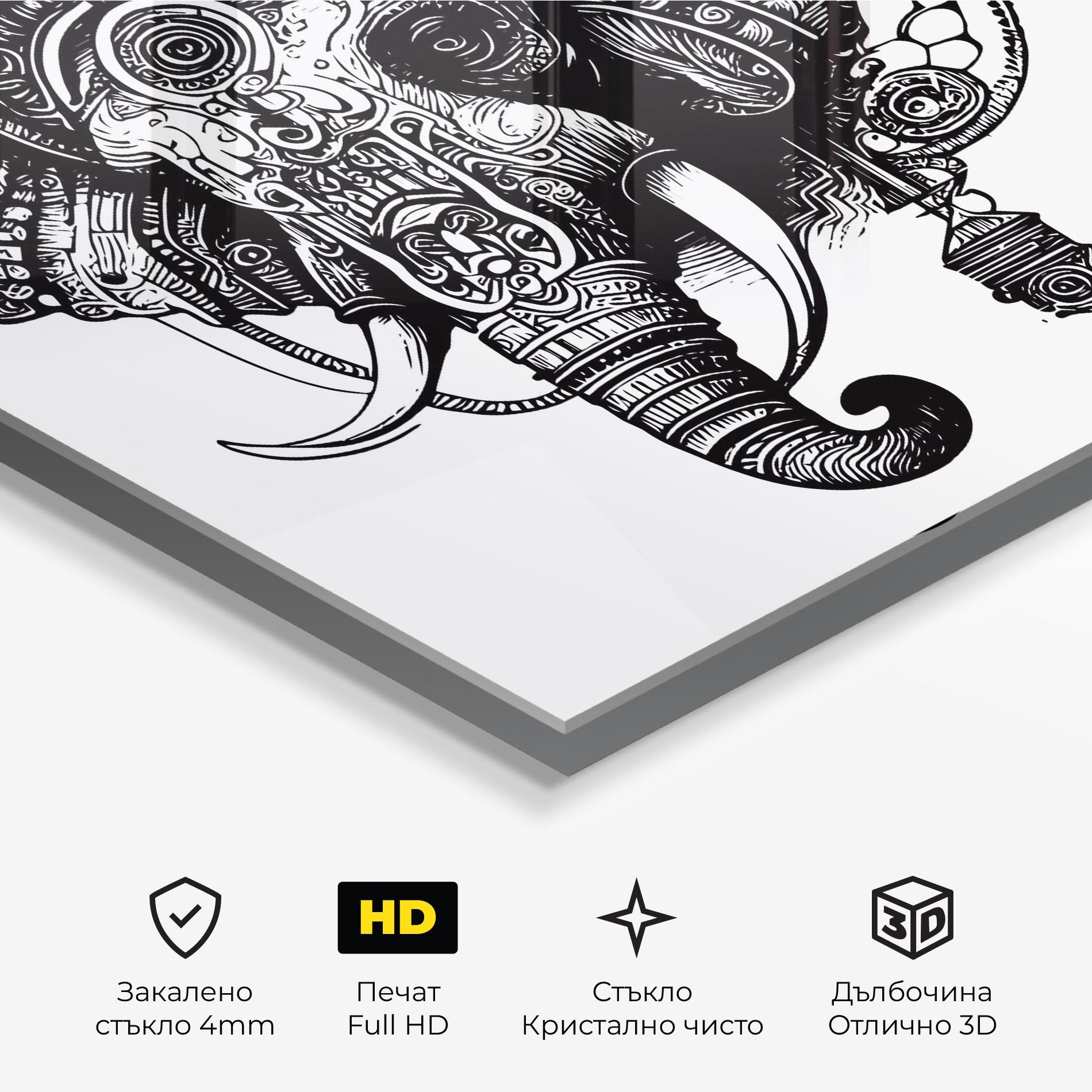 Стъклена картина Ehephant Head mockup 3