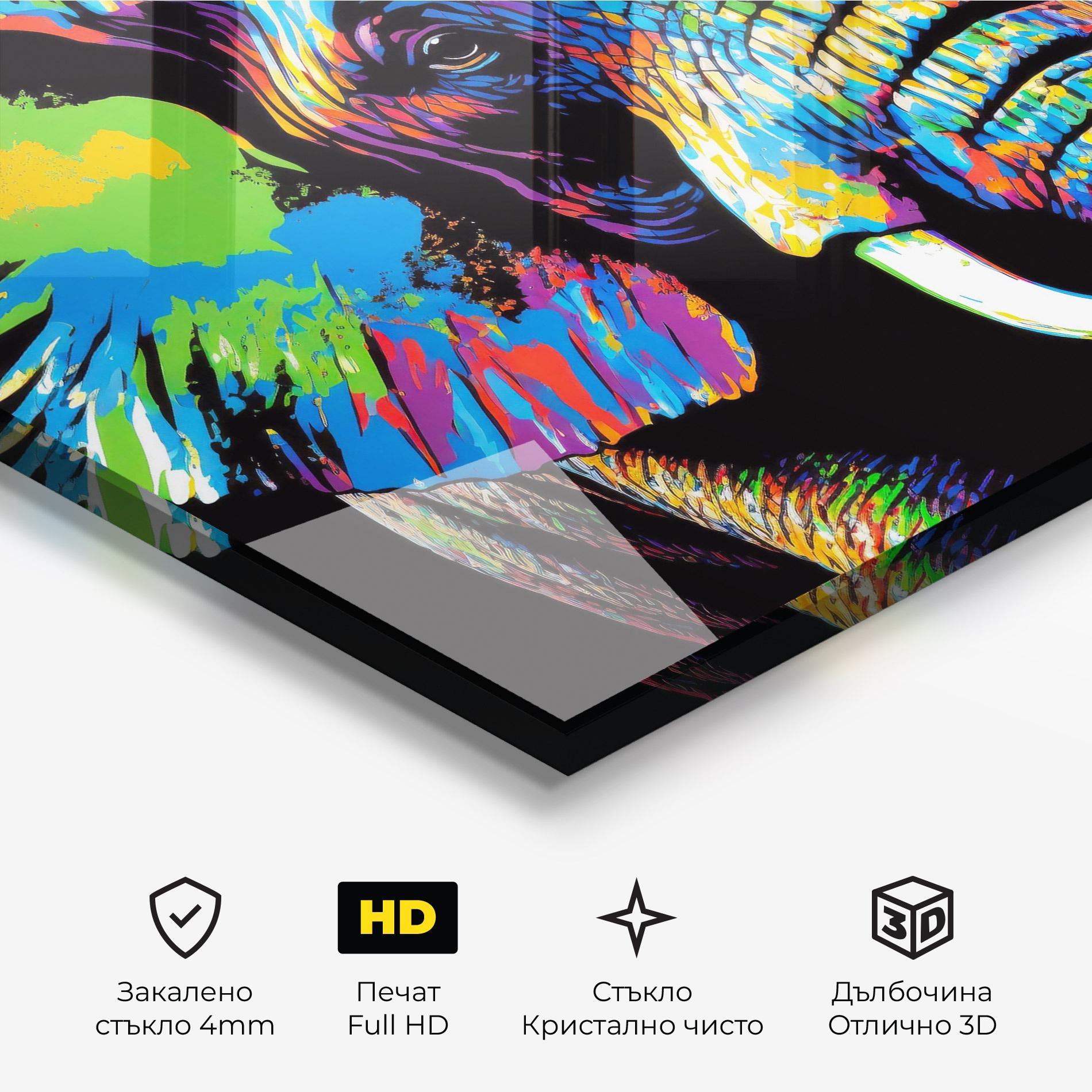 Стъклена картина Elephant Portrait mockup 3