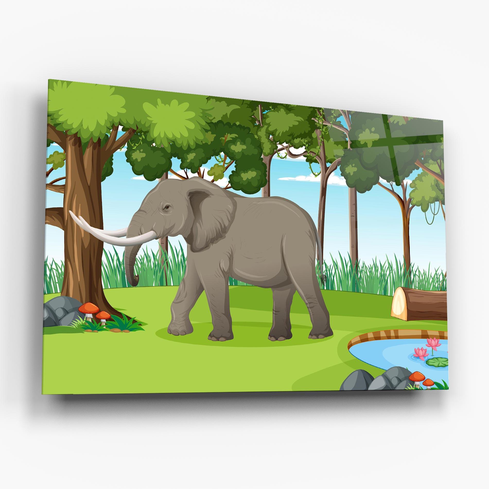 Стъклена картина Animated Elephant mockup 6