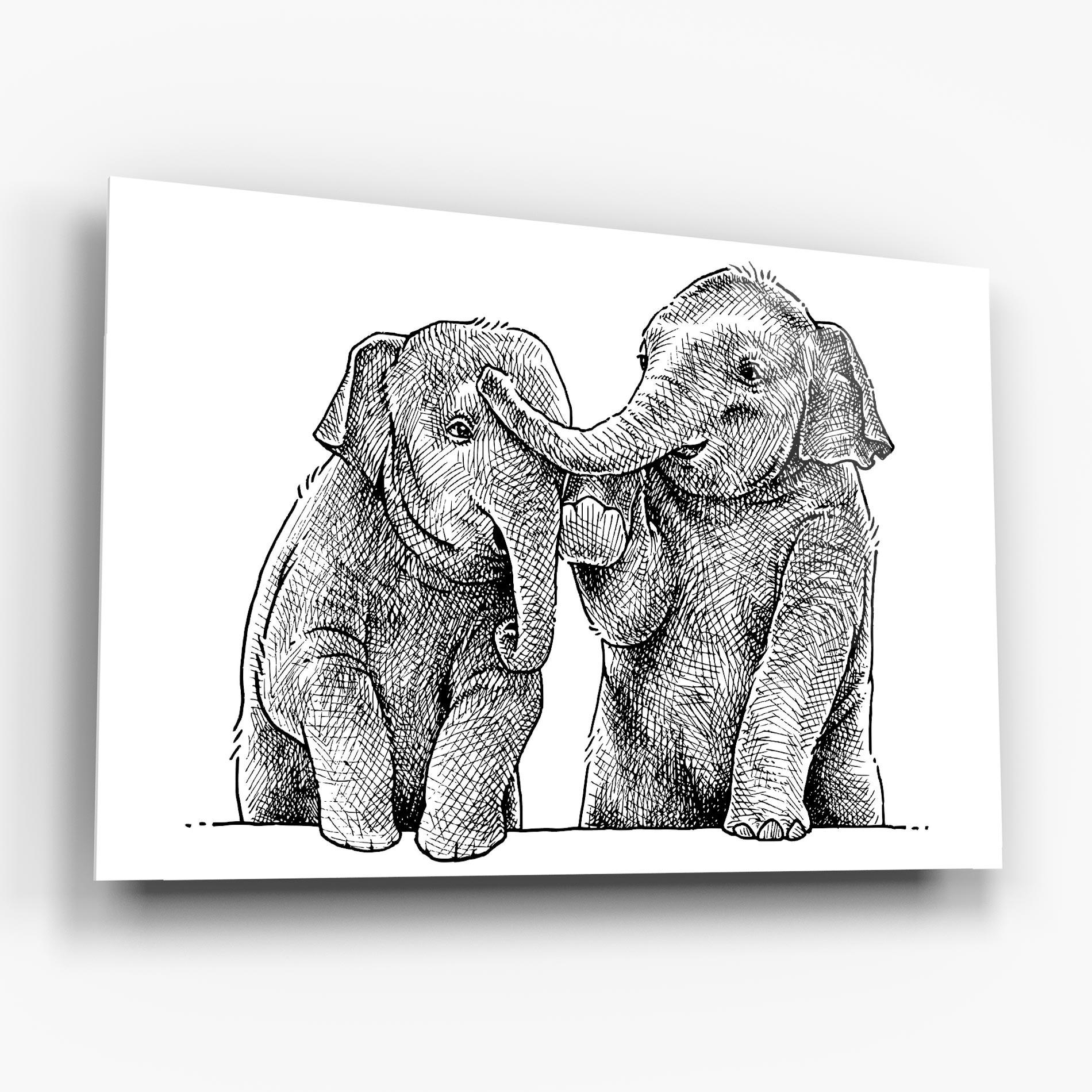 Стъклена картина Baby Elephants mockup 6