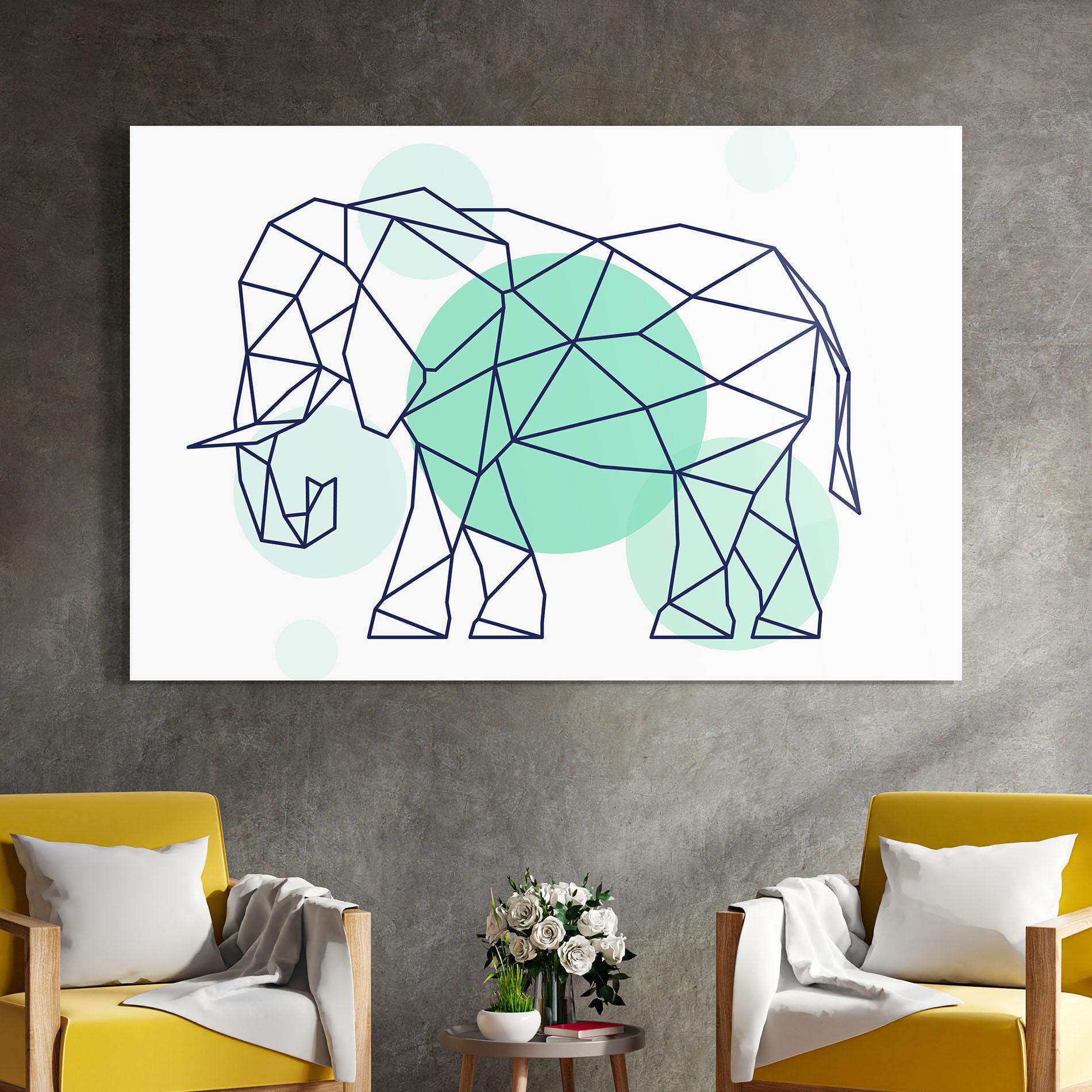 Стъклена картина Elephant Geometric mockup 4