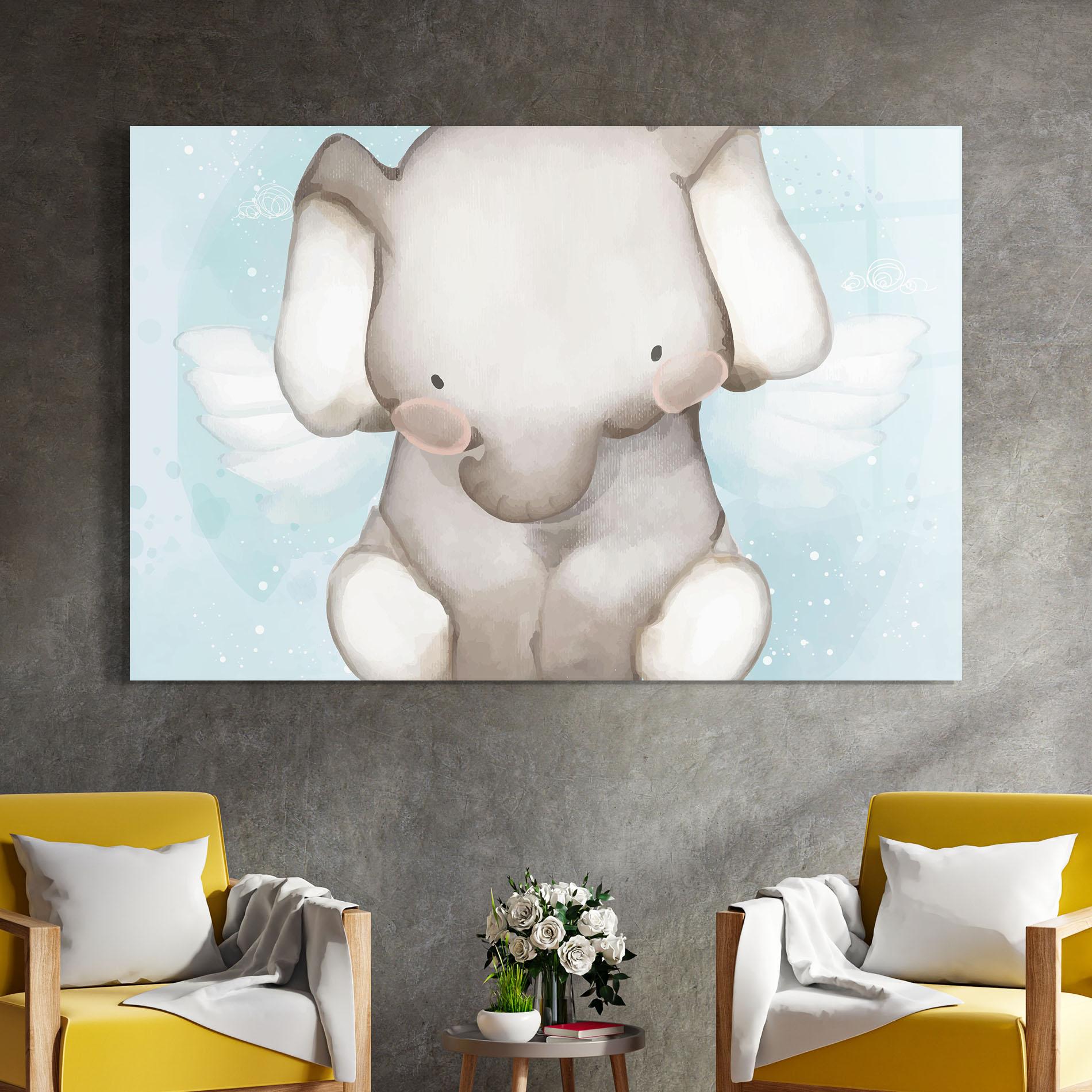 Стъклена картина Elephant On Blue mockup 4