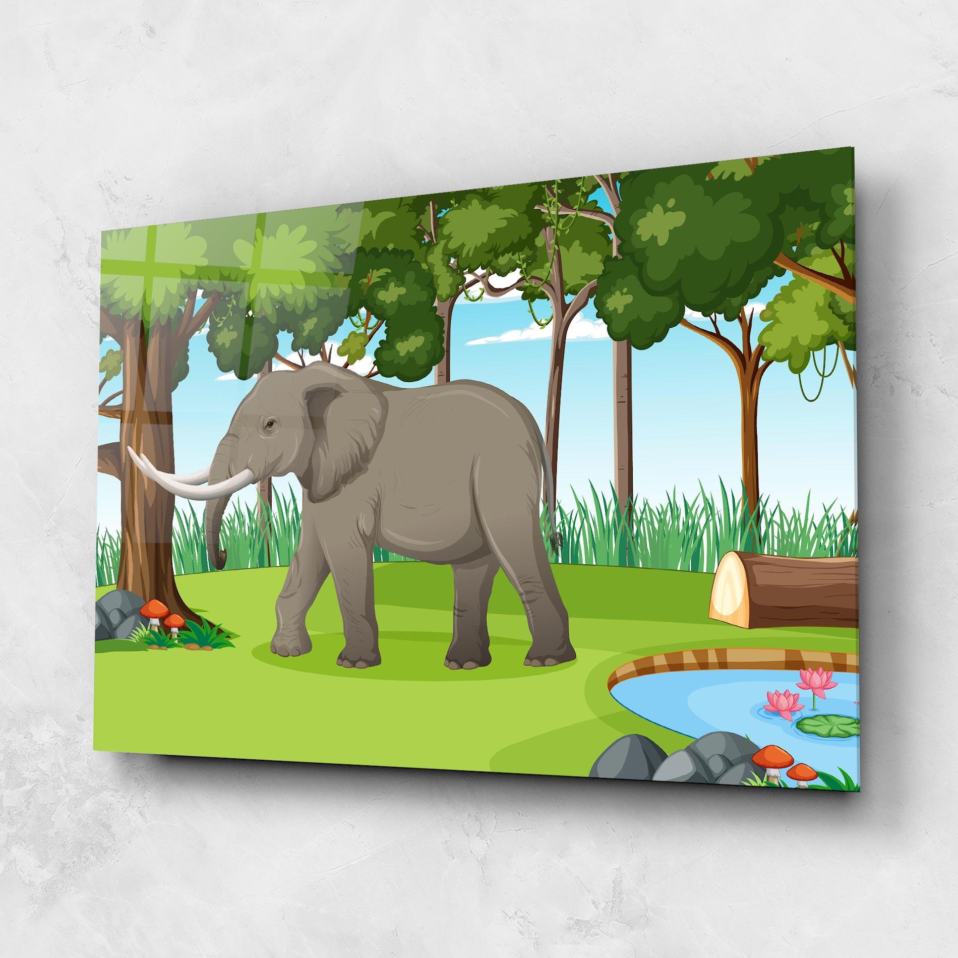 Стъклена картина Animated Elephant mockup 1