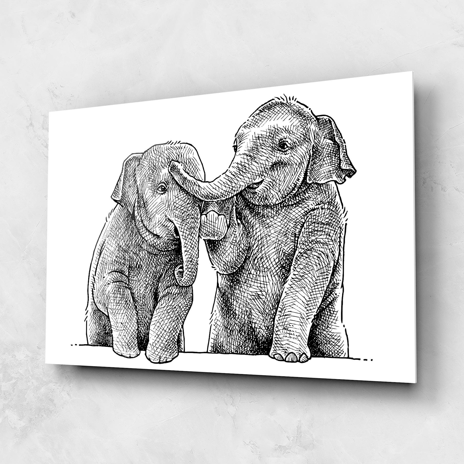 Стъклена картина Baby Elephants mockup 1