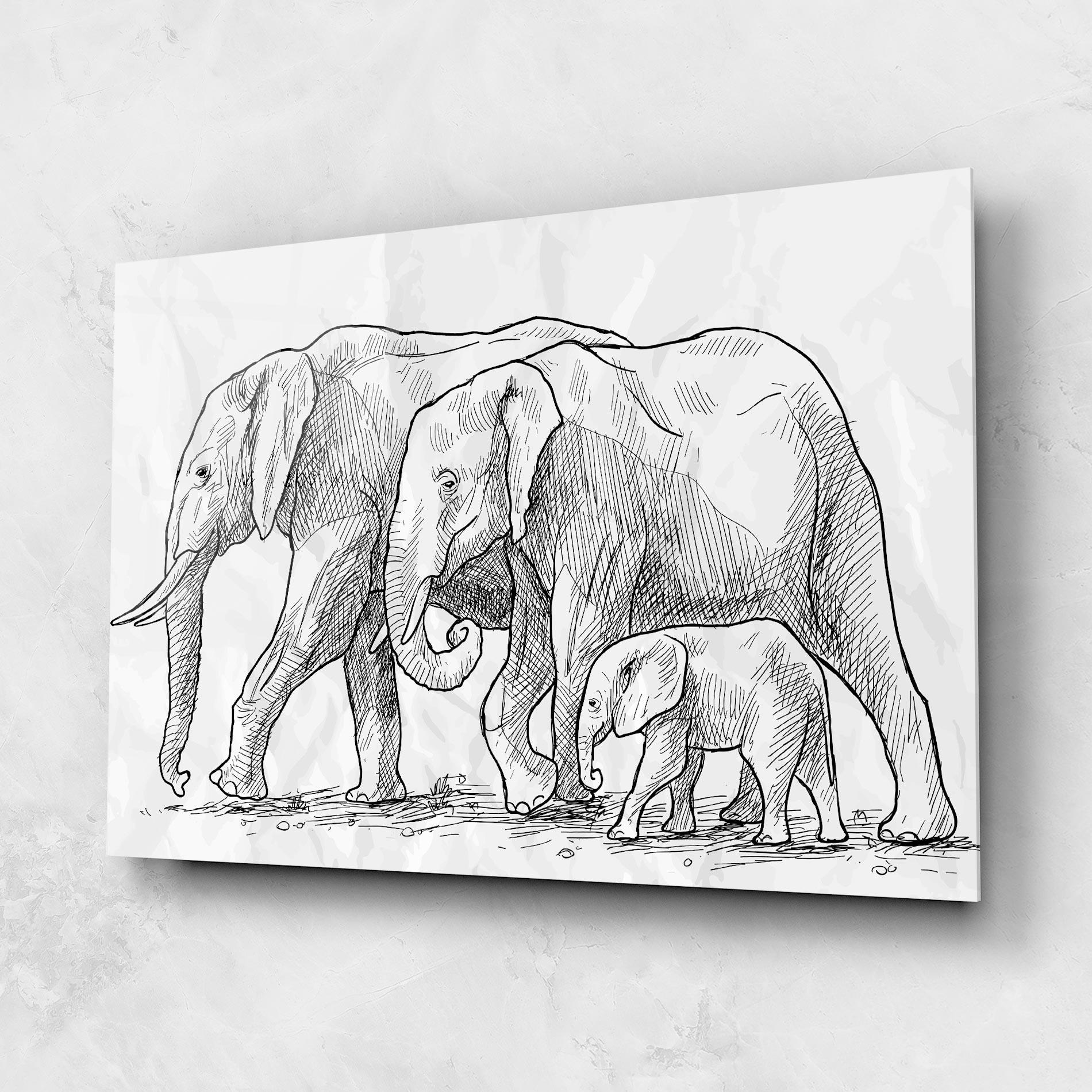 Стъклена картина Elephant Family mockup 1