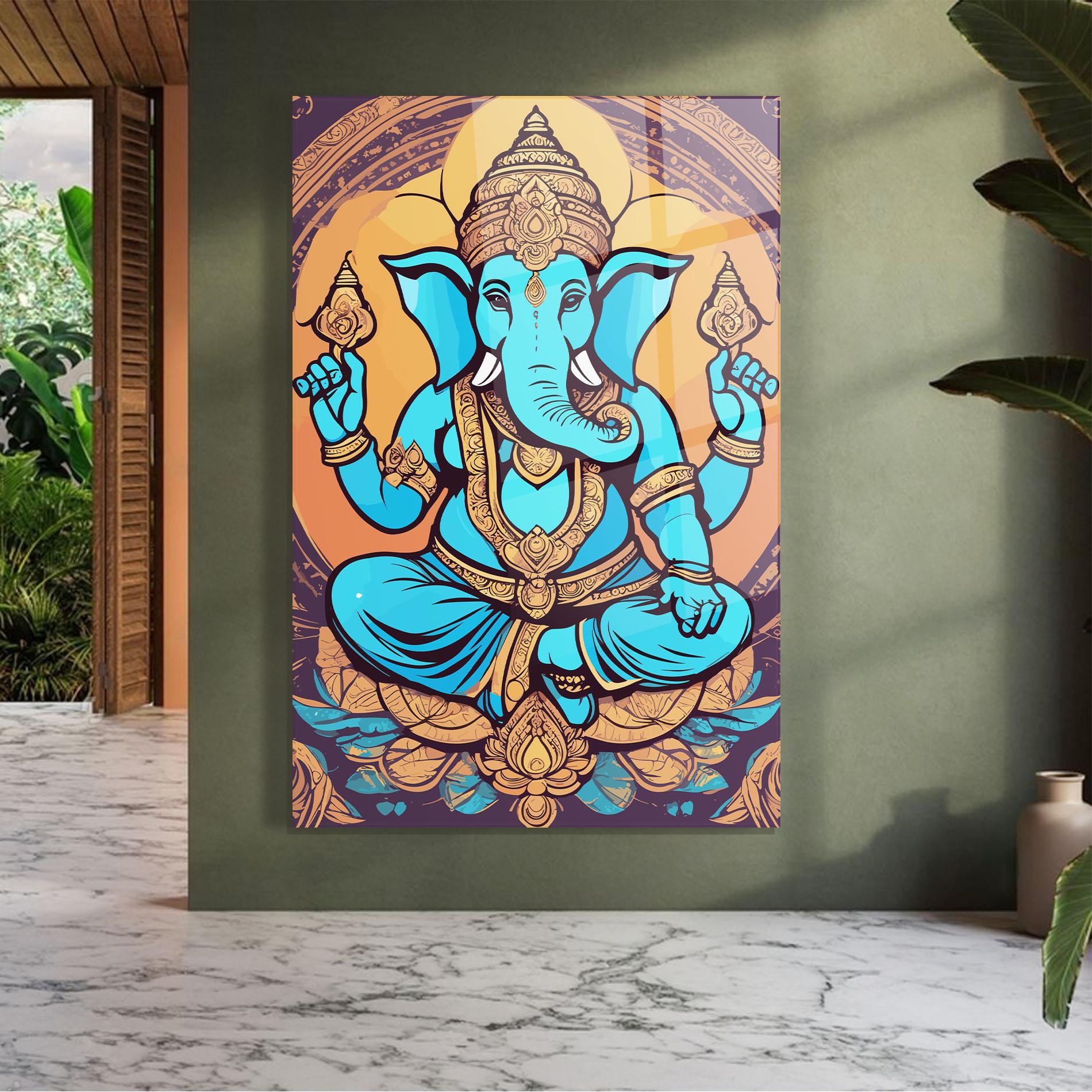 Стъклена картина Blue Elephant mockup 7