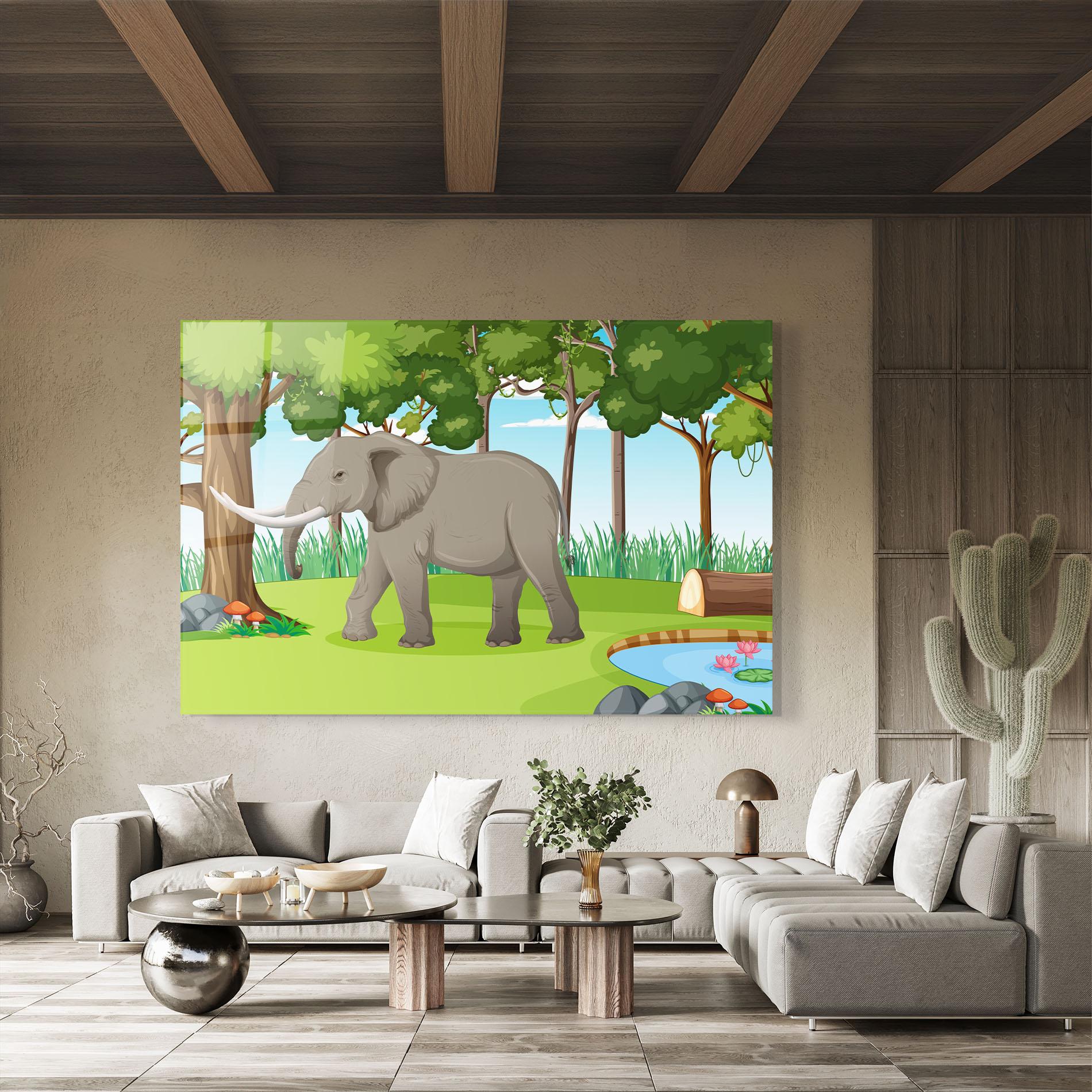 Стъклена картина Animated Elephant mockup 8