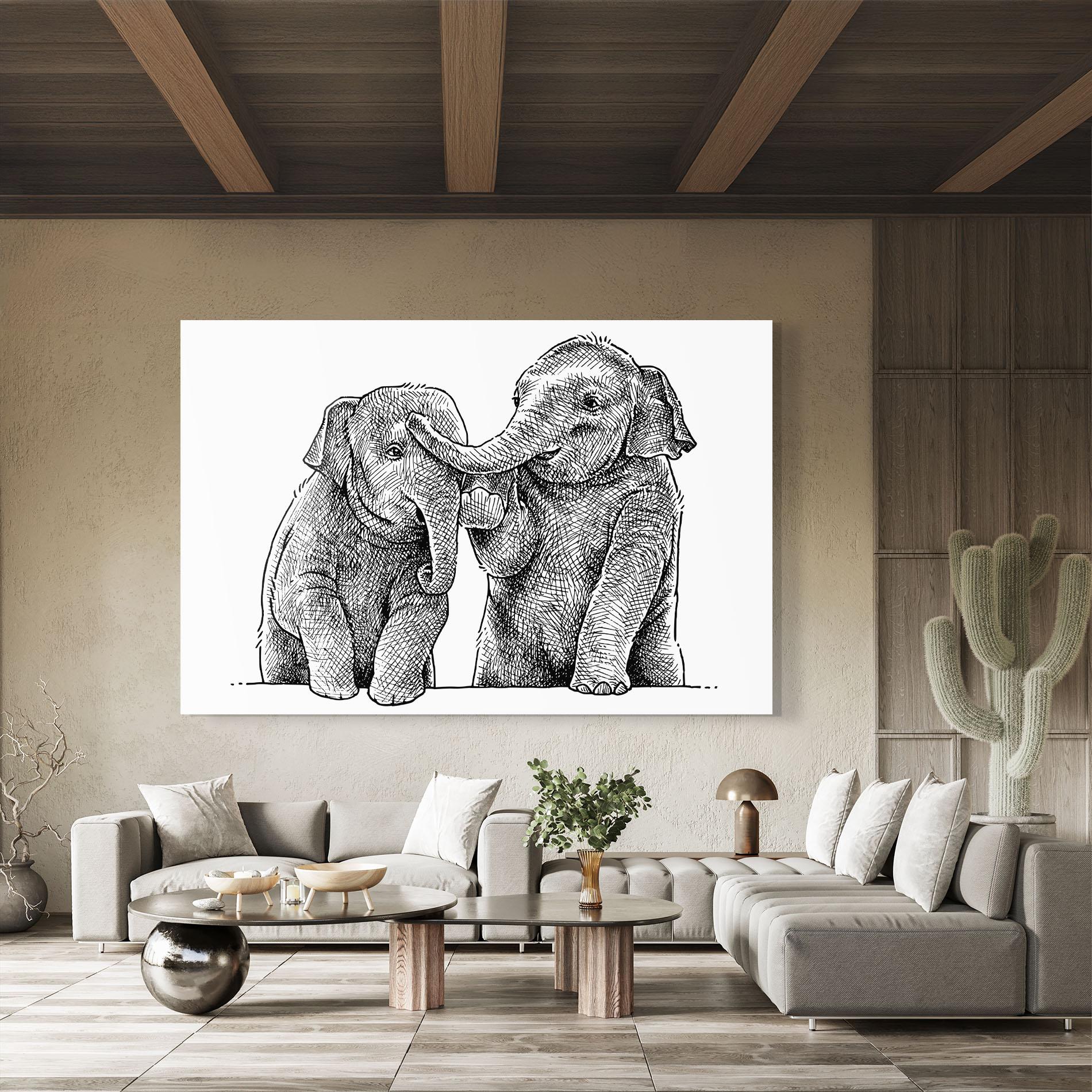 Стъклена картина Baby Elephants mockup 8