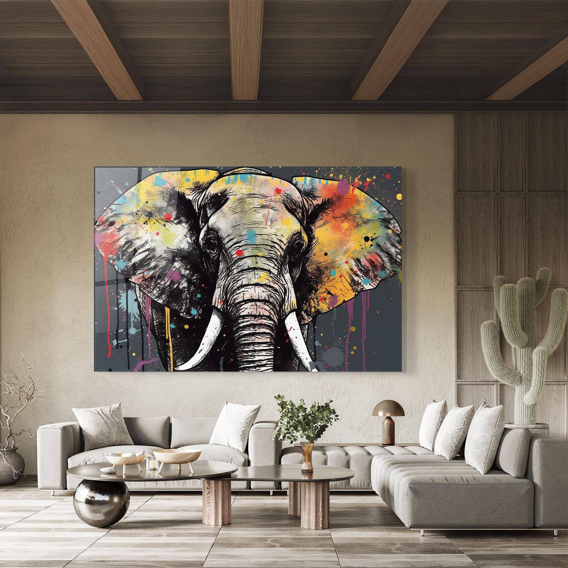 Стъклена картина Elephant Portrait Art mockup 8