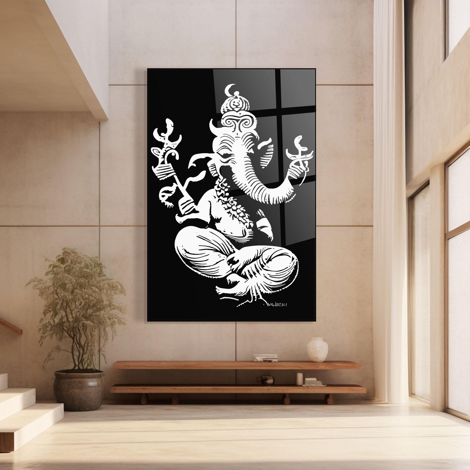 Стъклена картина Black And White Ganesha mockup 8