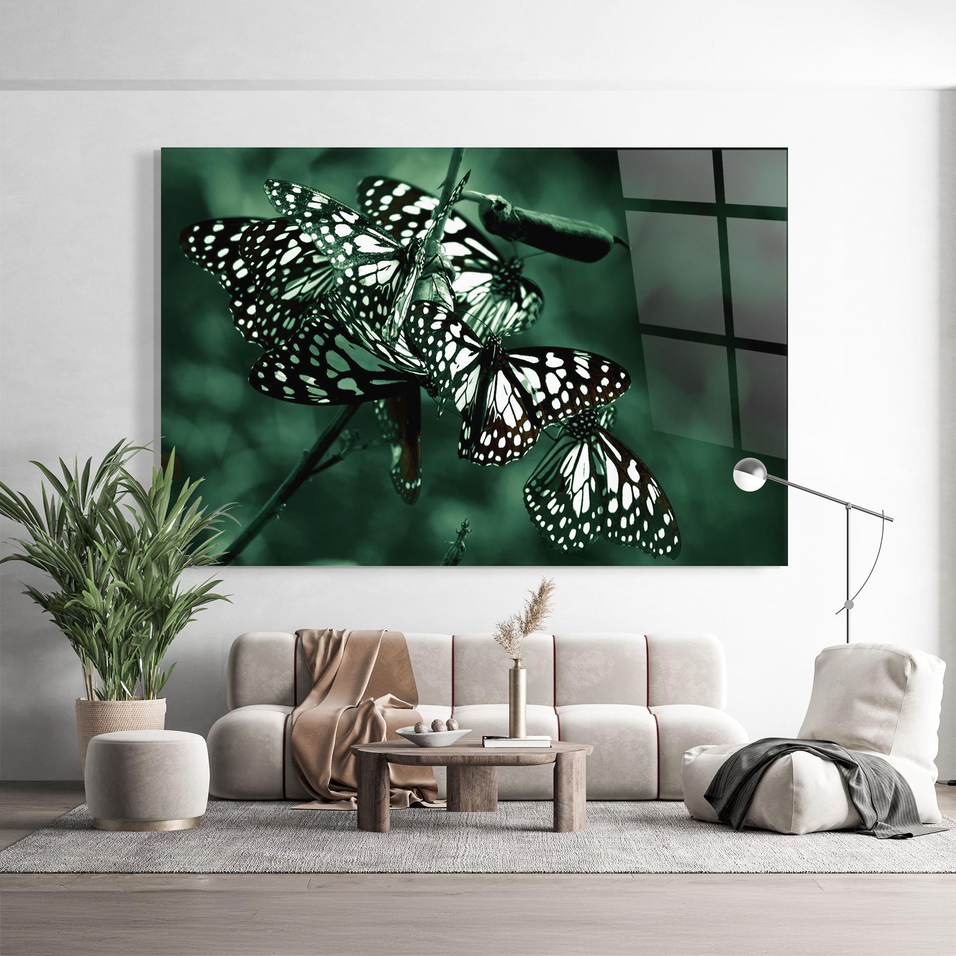 Стъклена картина Black White Butterflies mockup 9