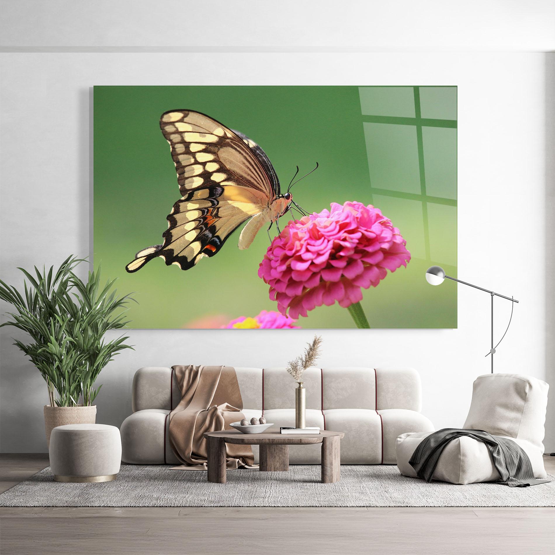 Стъклена картина Cute Cream Butterfly mockup 9