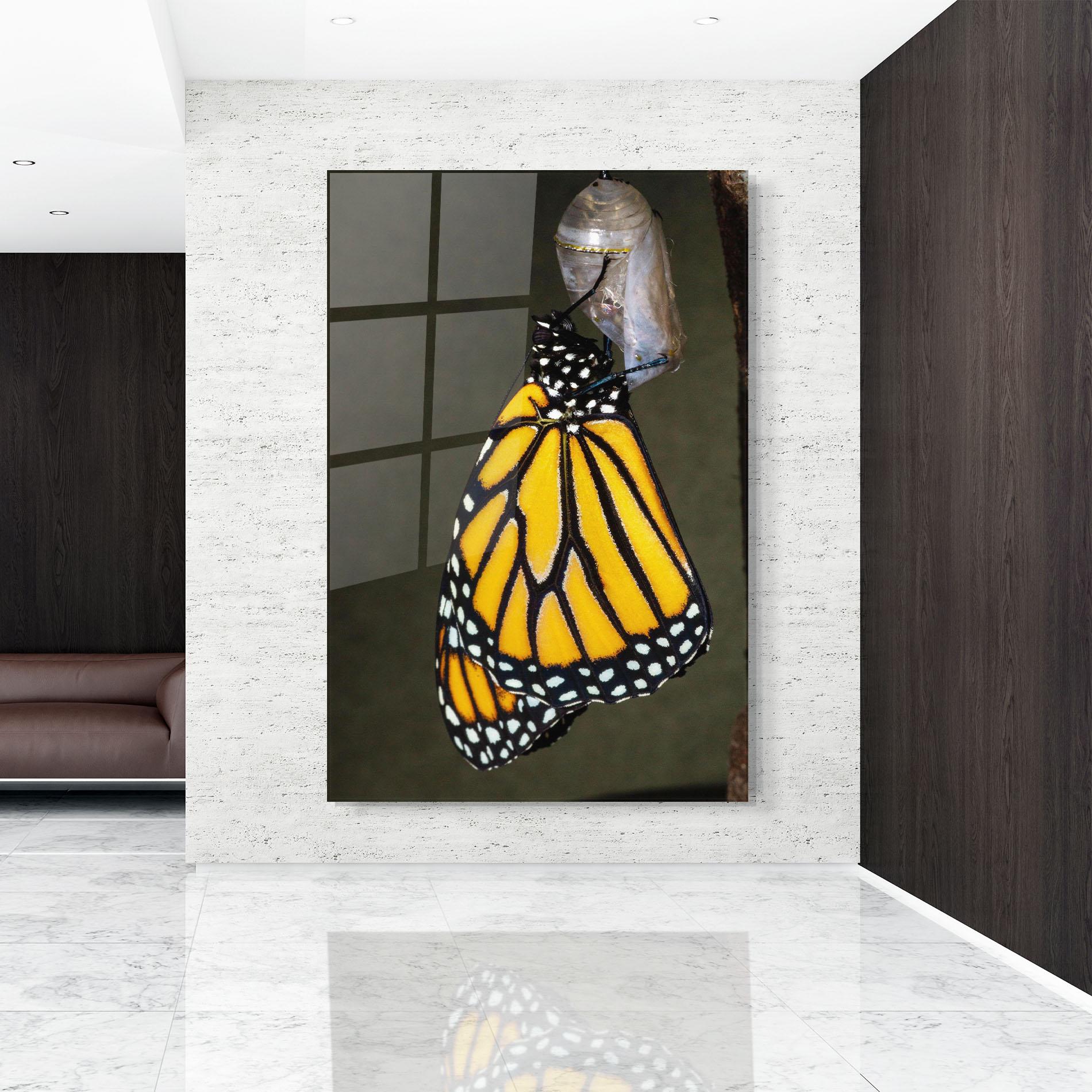 Стъклена картина Dark Yellow Butterfly mockup 9