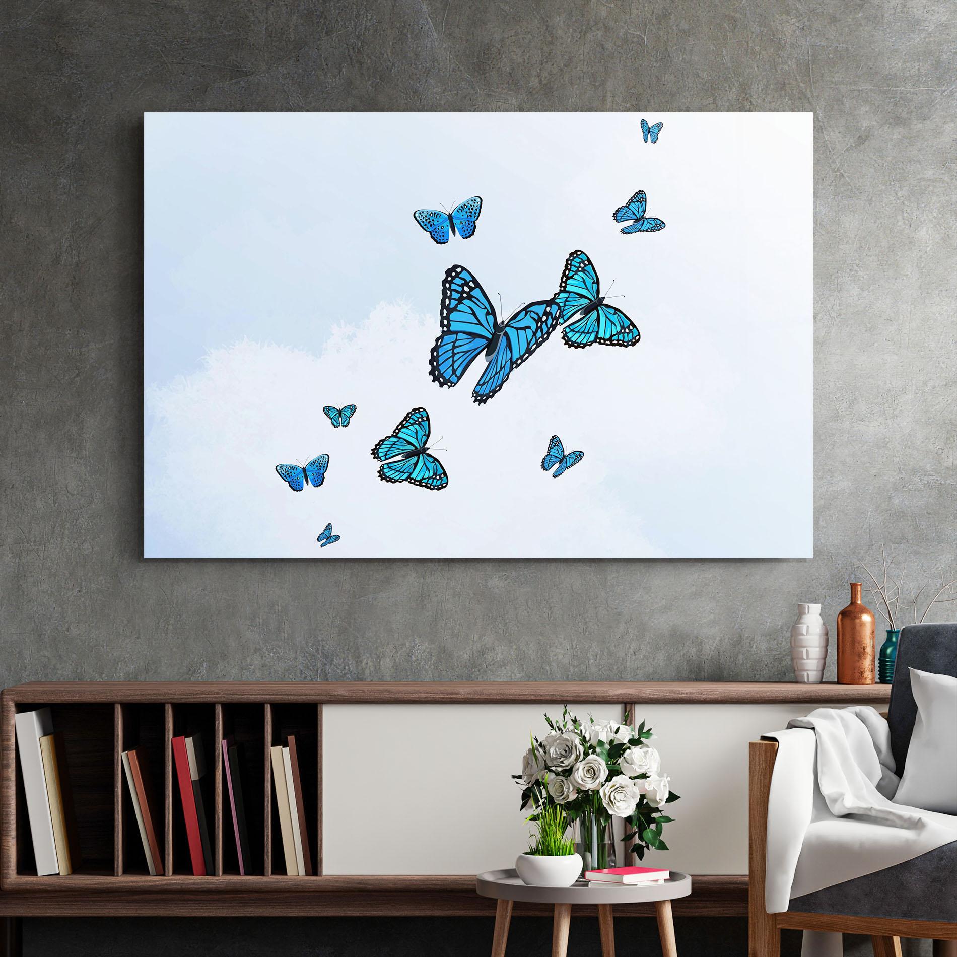 Стъклена картина Blue Sky Butterfly mockup 2