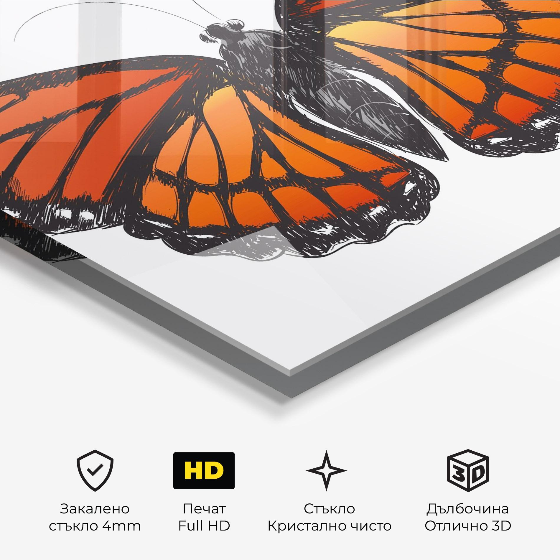 Стъклена картина Beautiful Orange Butterfly mockup 3