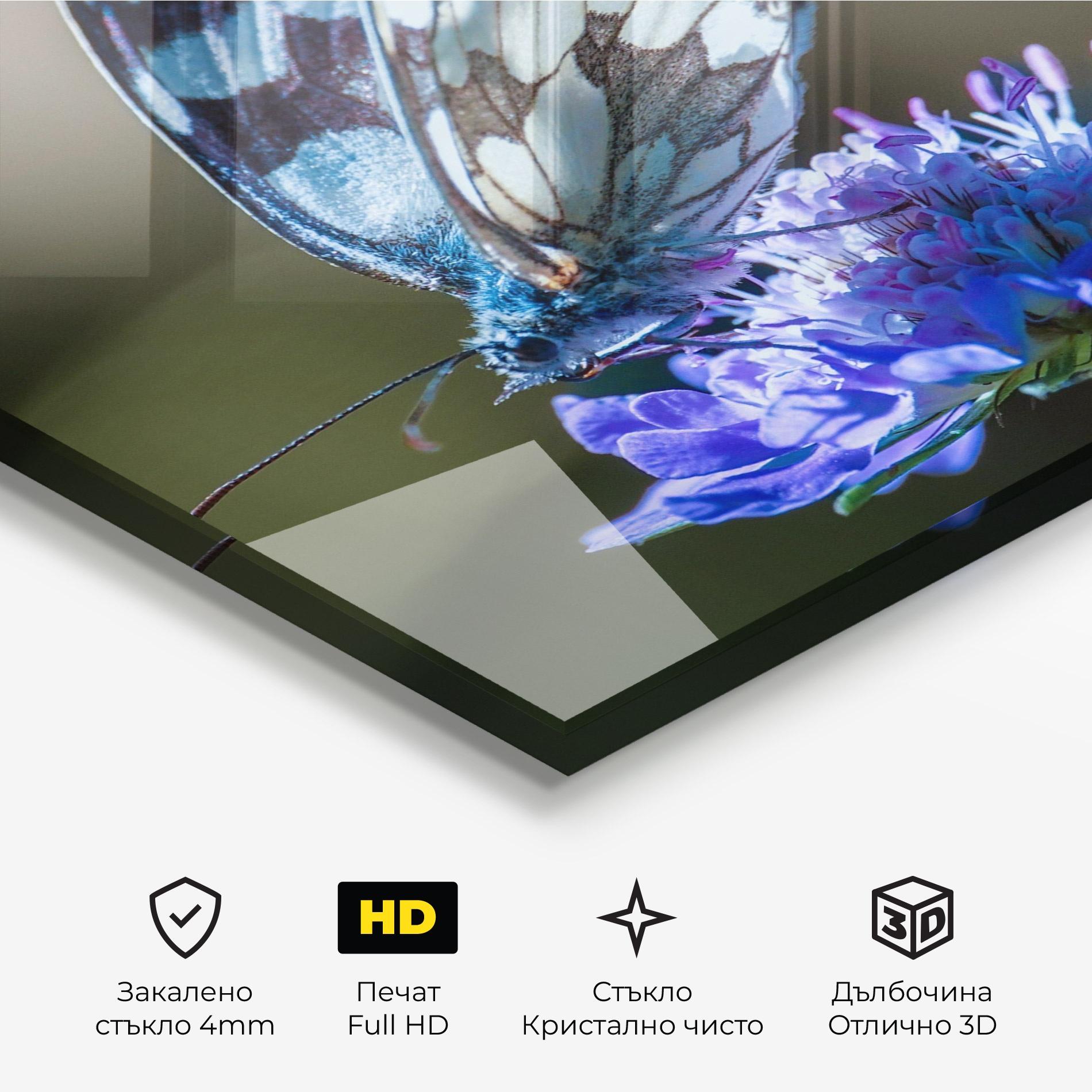 Стъклена картина Blue Butterfly In Nature mockup 3