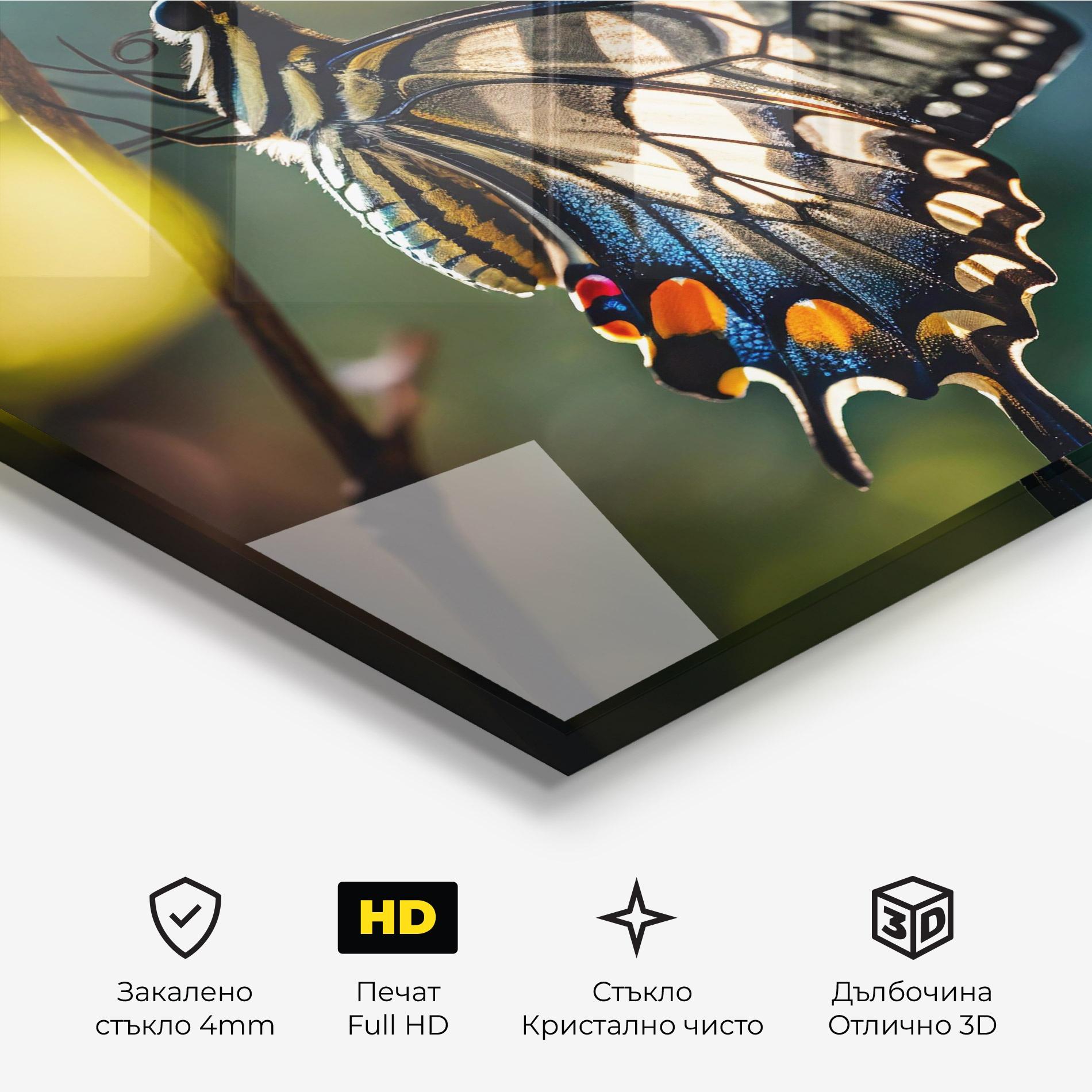 Стъклена картина Blue Cream Butterfly mockup 3