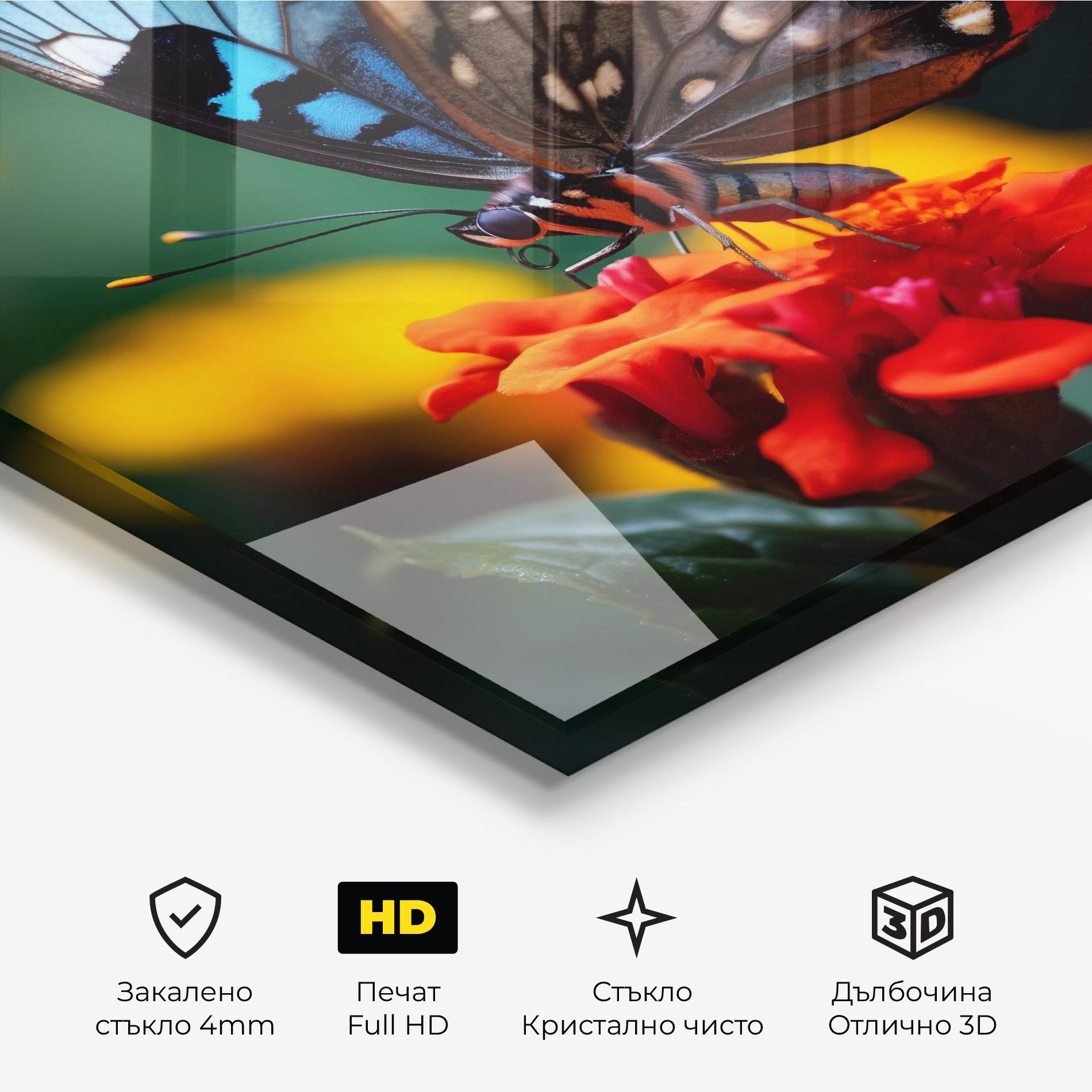 Стъклена картина Blue Red Butterfly mockup 3