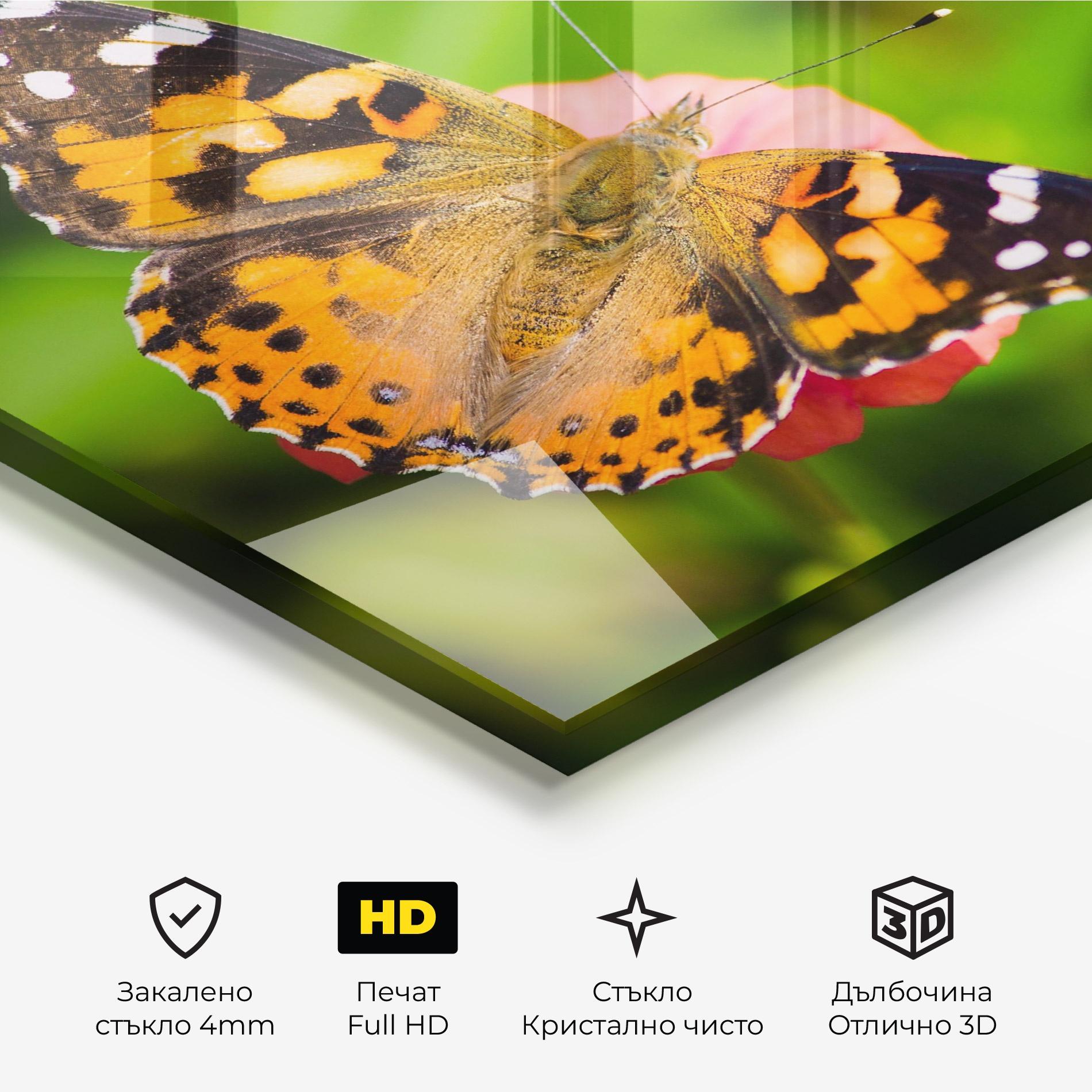 Стъклена картина Butterfly On Flower mockup 3