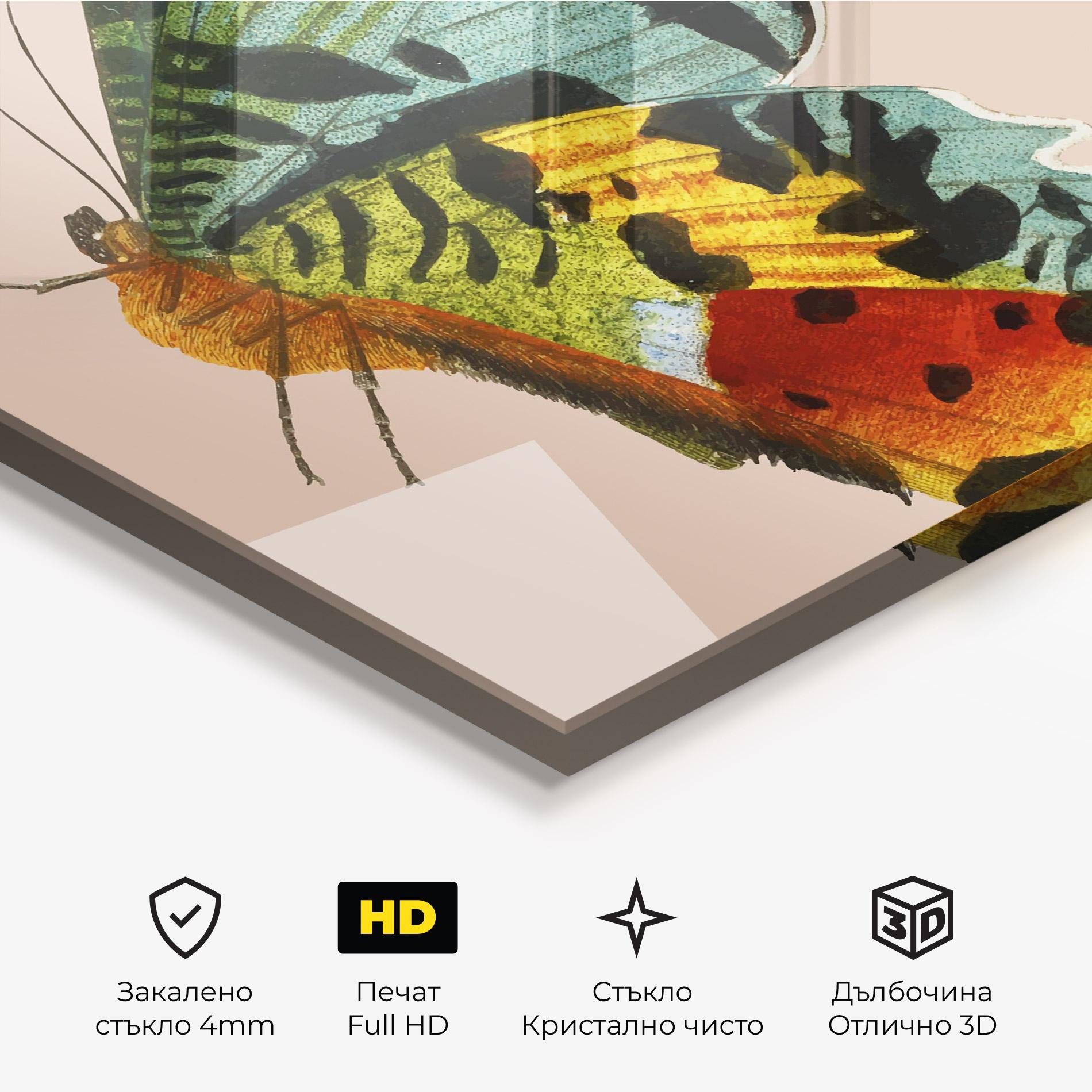 Стъклена картина Butterfly On Pink mockup 3
