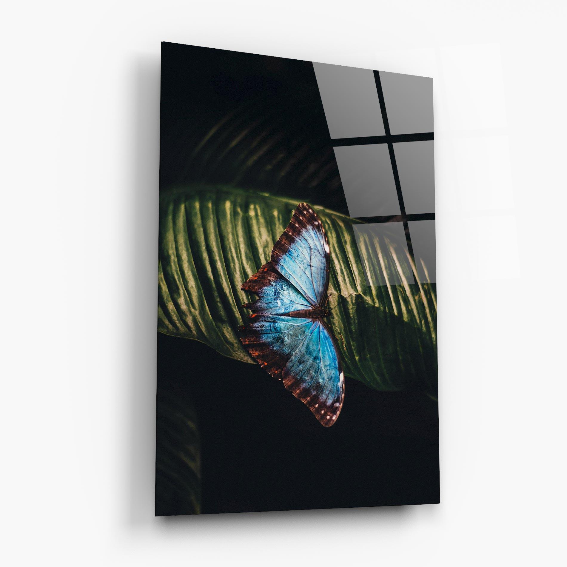 Стъклена картина Light Blue Butterfly mockup 6