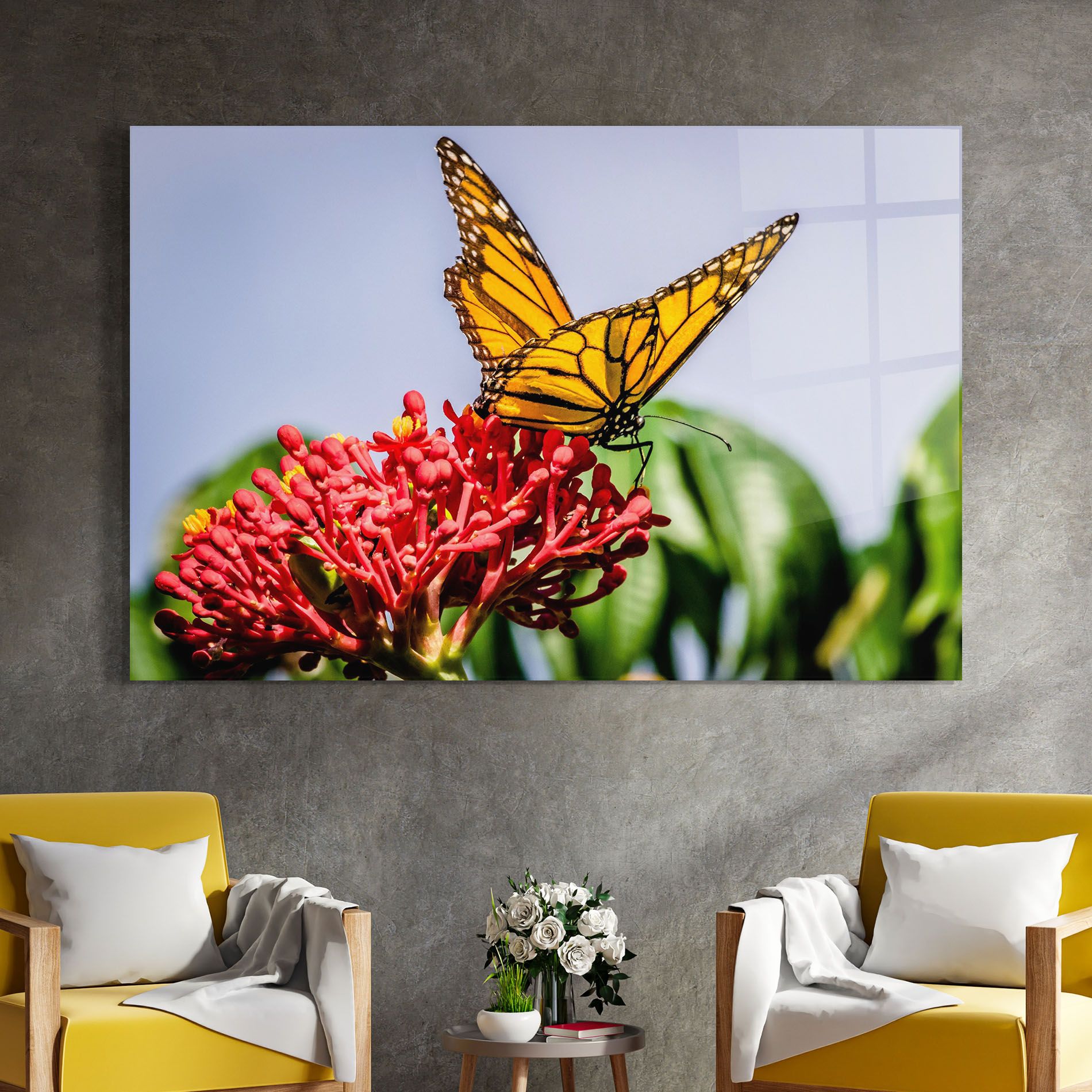 Butterfly On Red Flower mockup 4