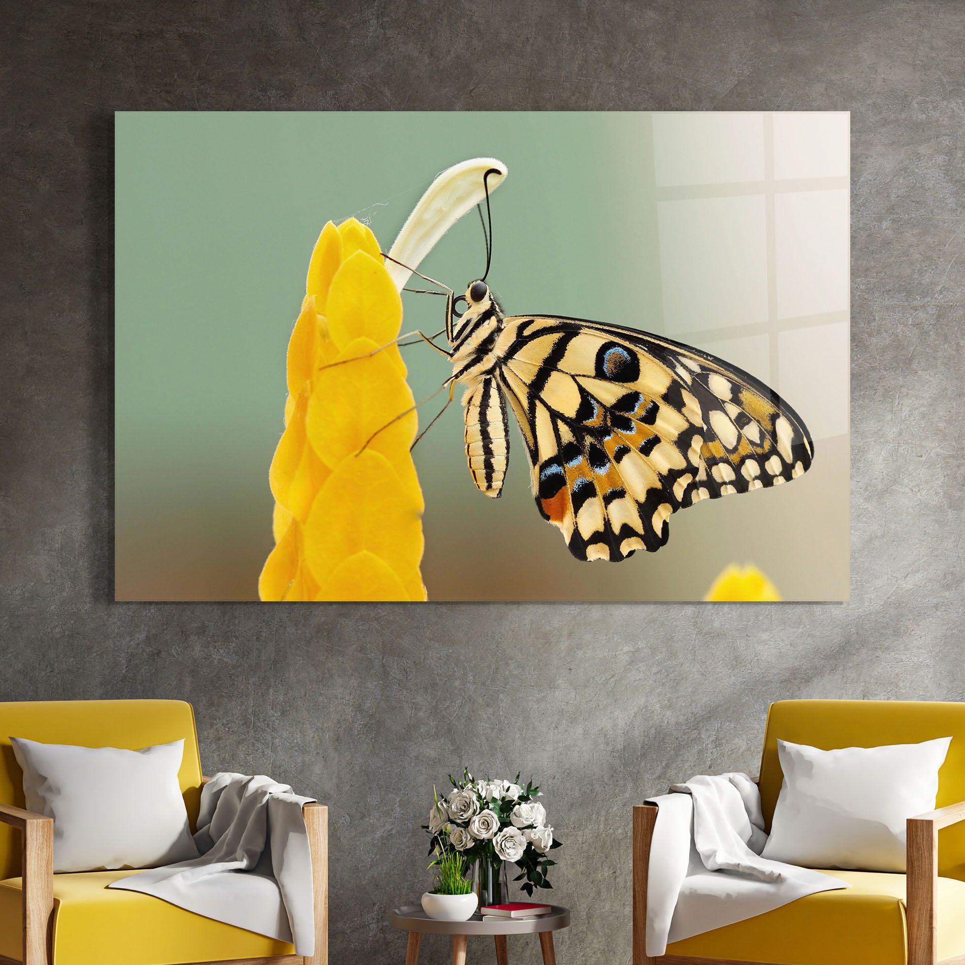 Cream Yellow Butterfly mockup 4