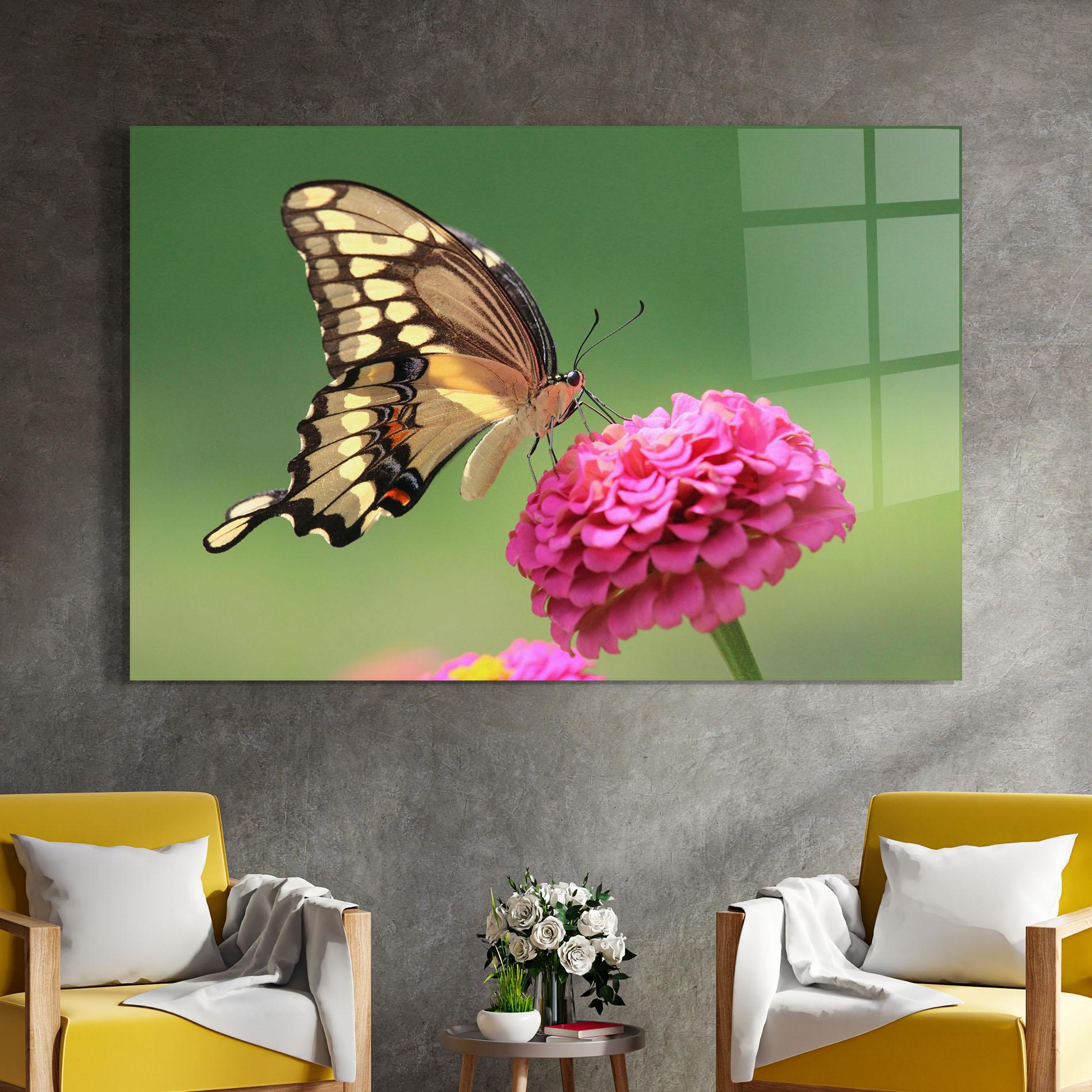 Стъклена картина Cute Cream Butterfly mockup 4