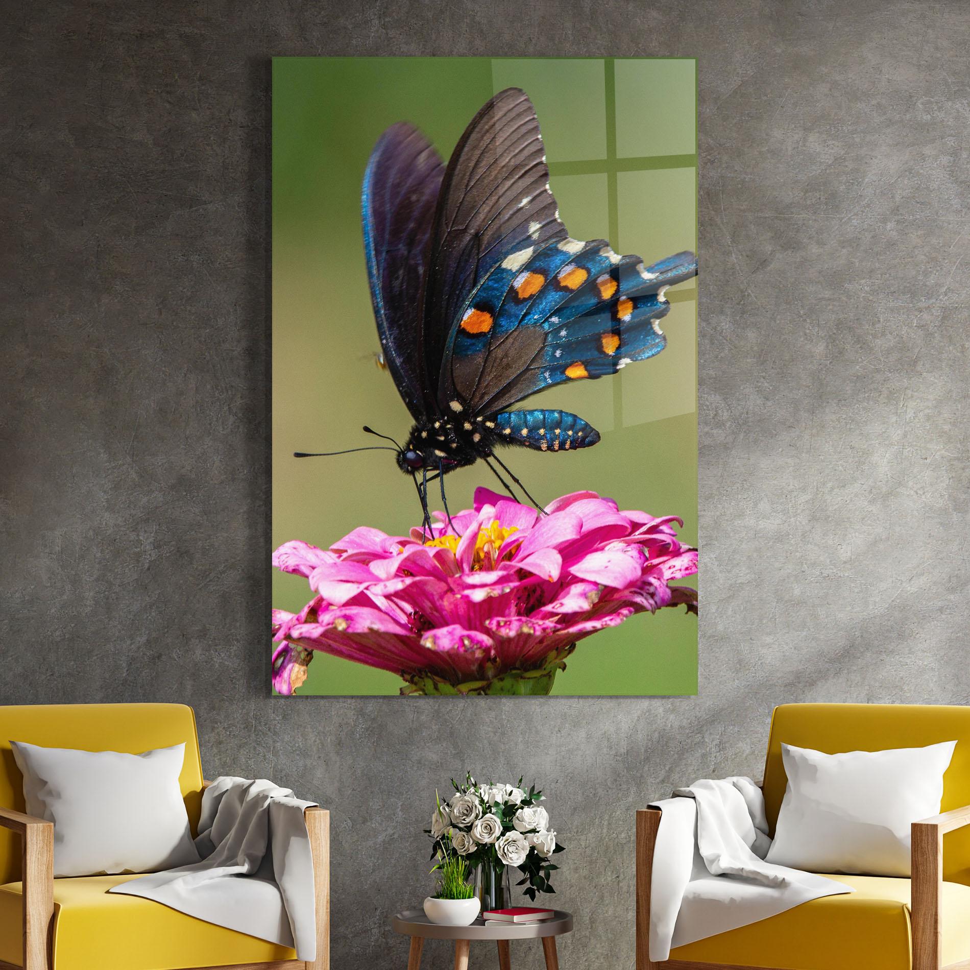 Стъклена картина Blue Grey Butterfly mockup 4