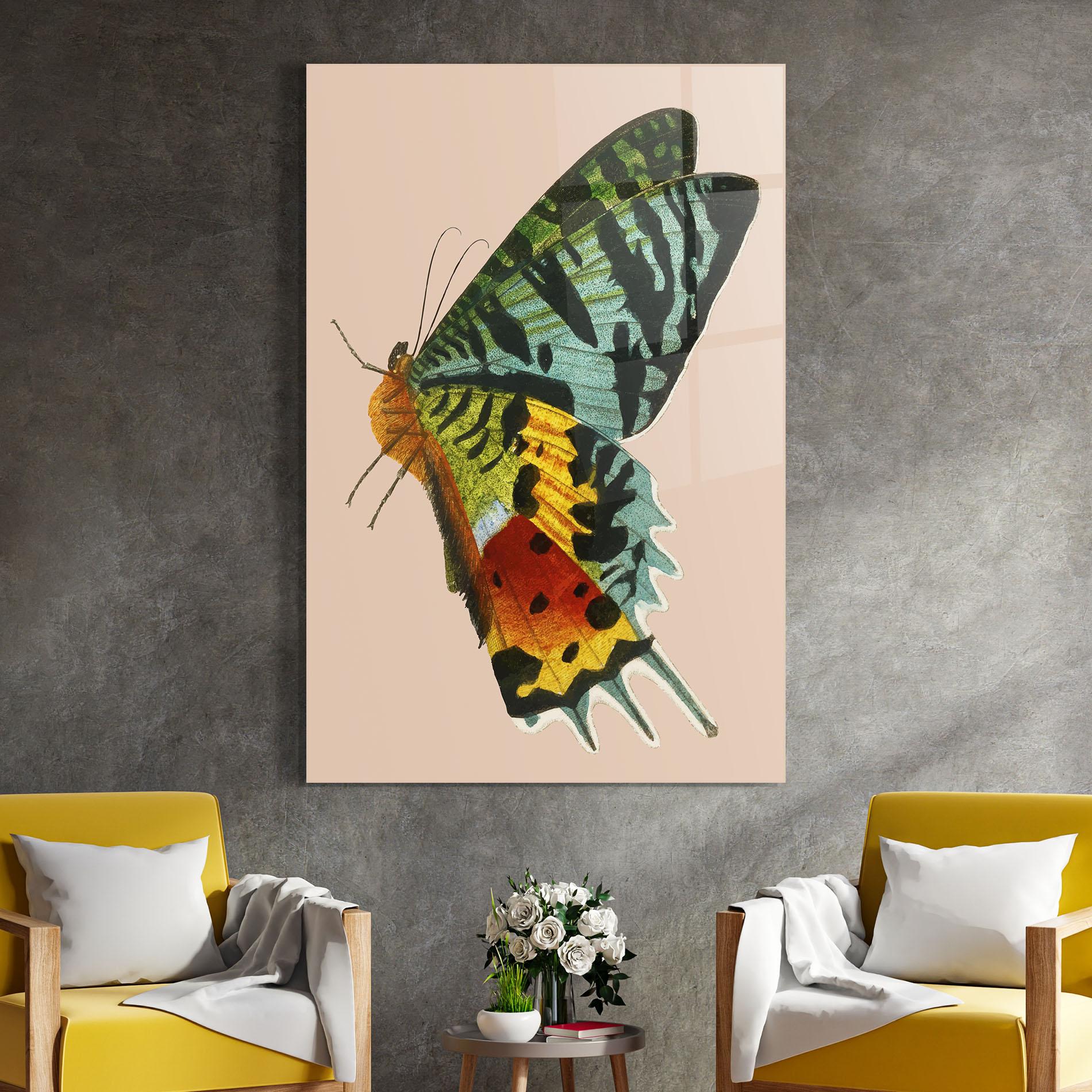 Стъклена картина Butterfly On Pink mockup 4