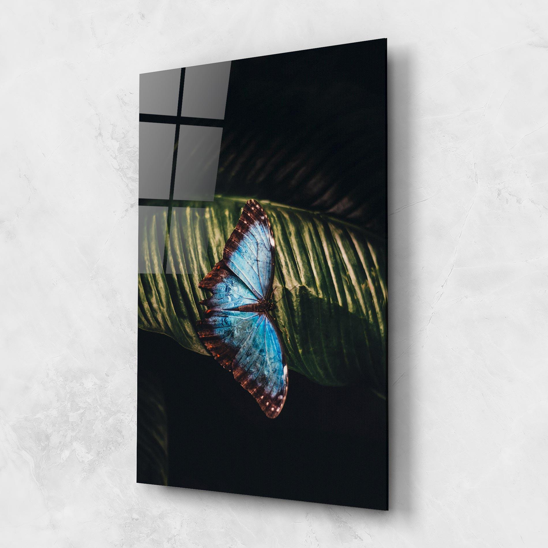 Стъклена картина Light Blue Butterfly mockup 1