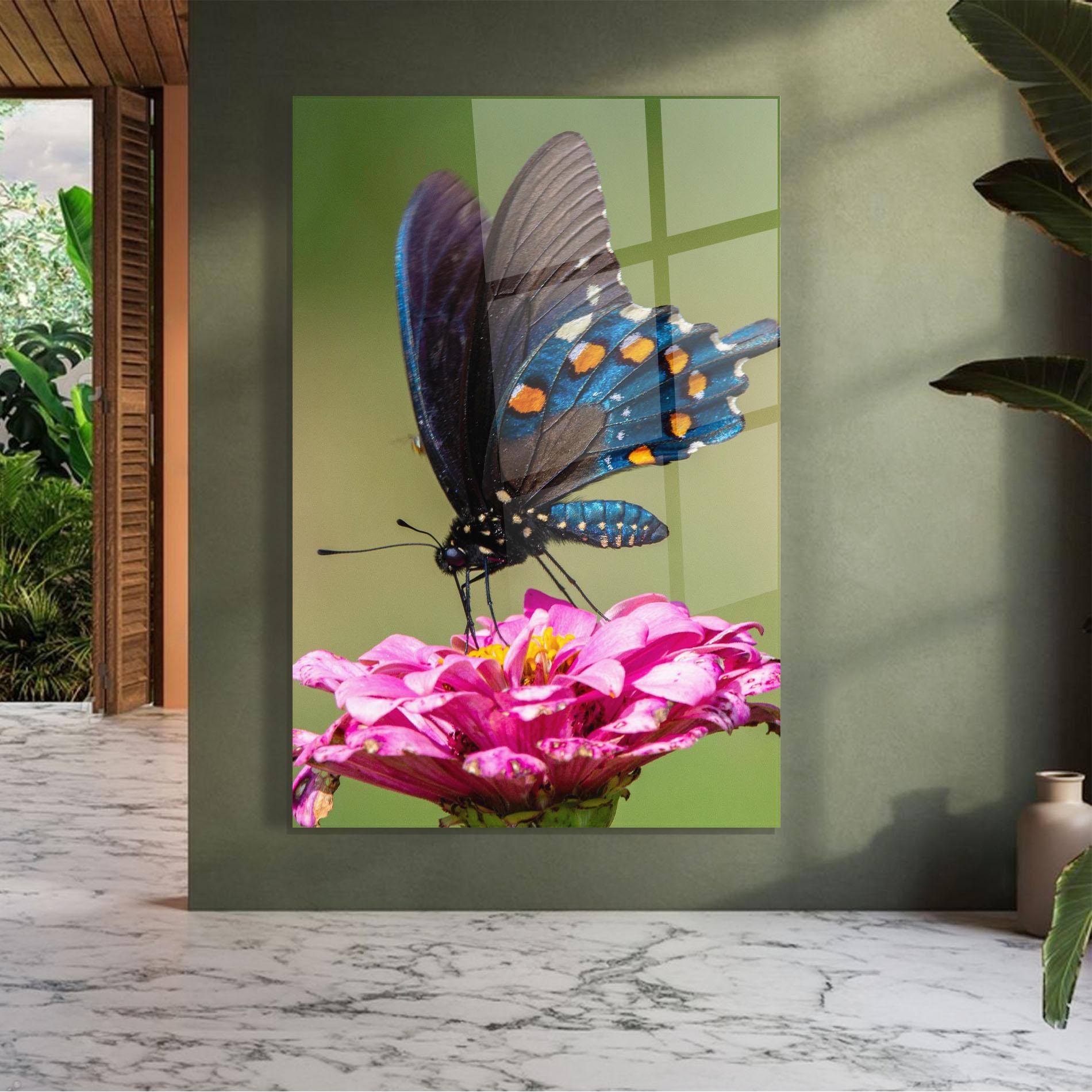 Стъклена картина Blue Grey Butterfly mockup 7